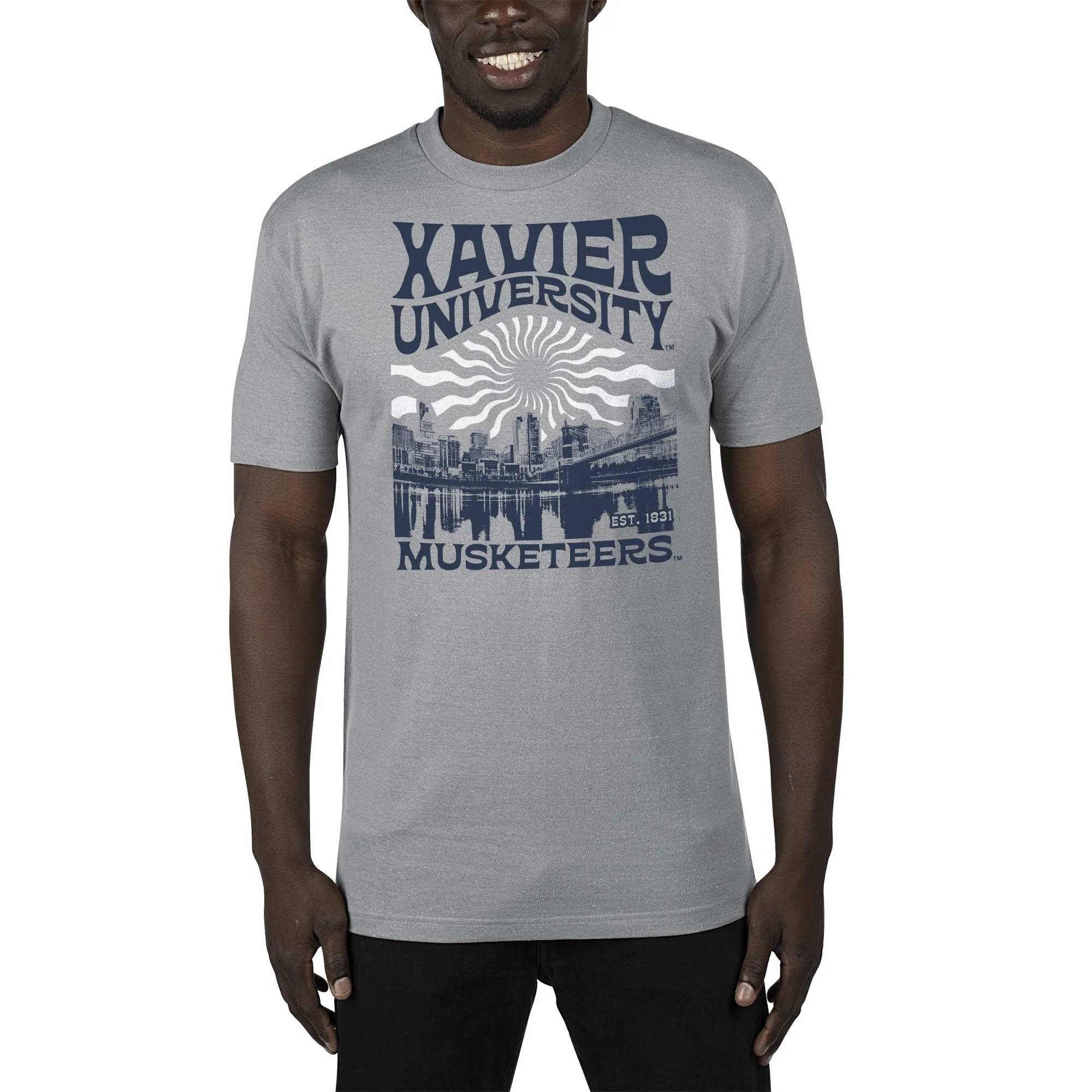 USCAPE Xavier University Sunburst Renew Short Sleeve Tee, Stormy Grey