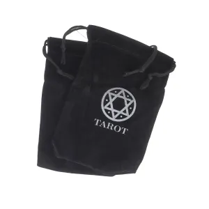 Velvet Drawstring Bag 18cm x 12cm Black with Pentagram Tarot Jewelry Pouch - TL272