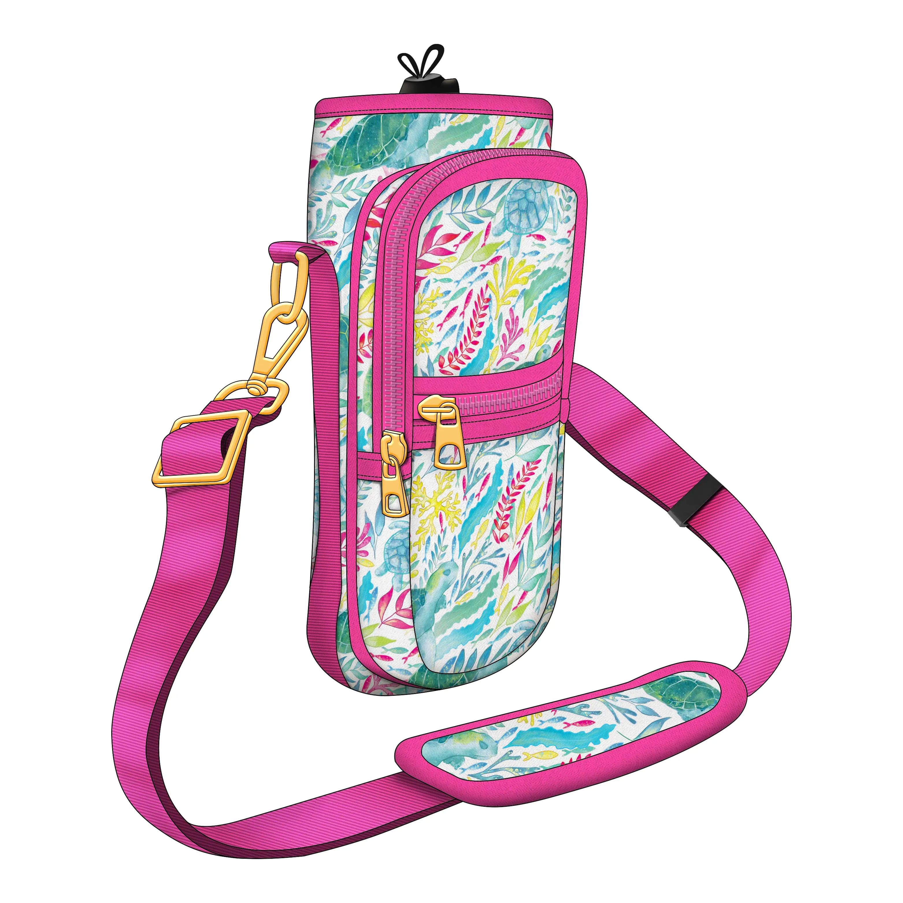 Vibrant Ocean-Themed Bottle Carrier Swimming Turtle