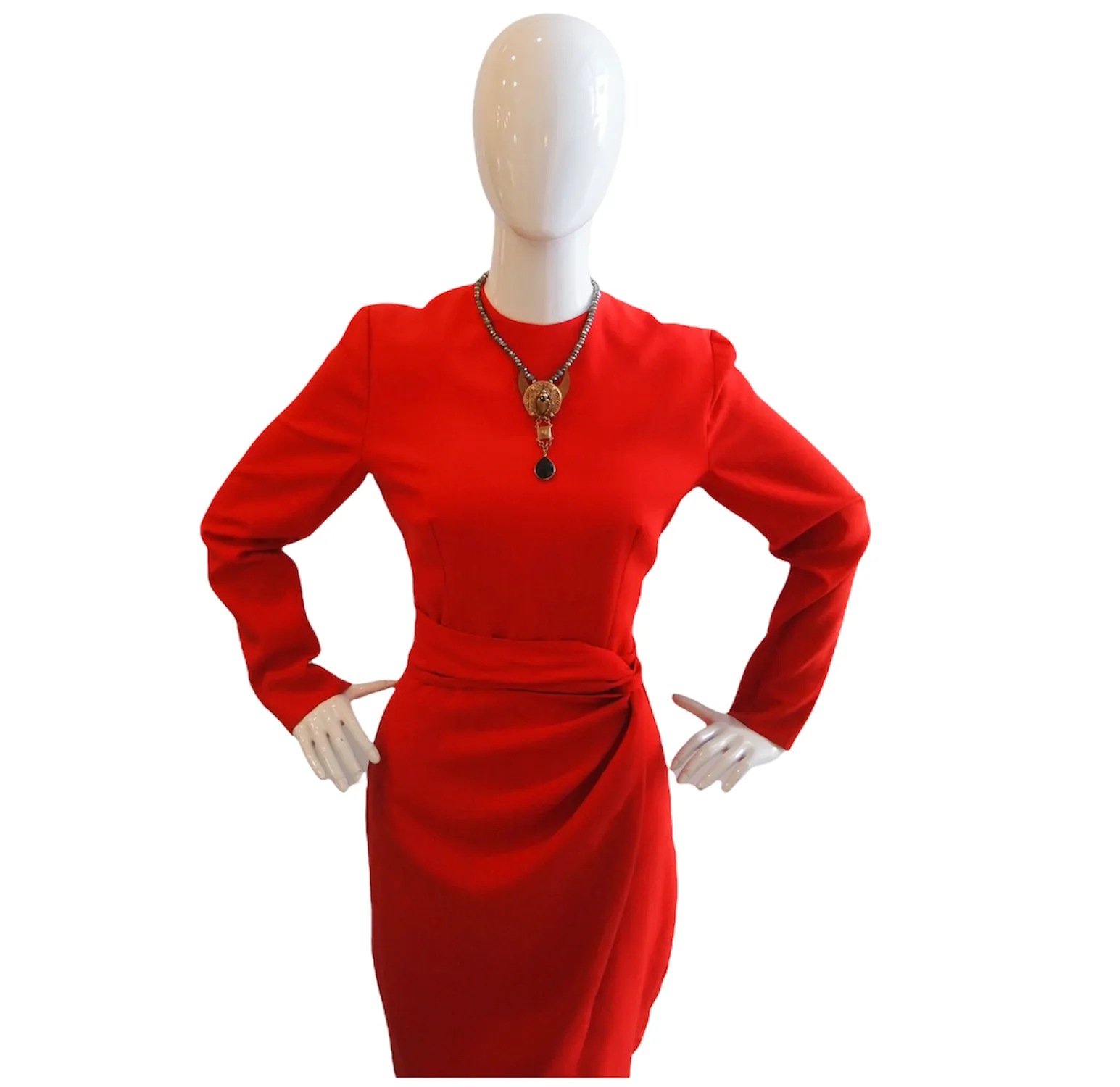 Vintage Albert Nipon Smokin' Red Long Sleeve Dress