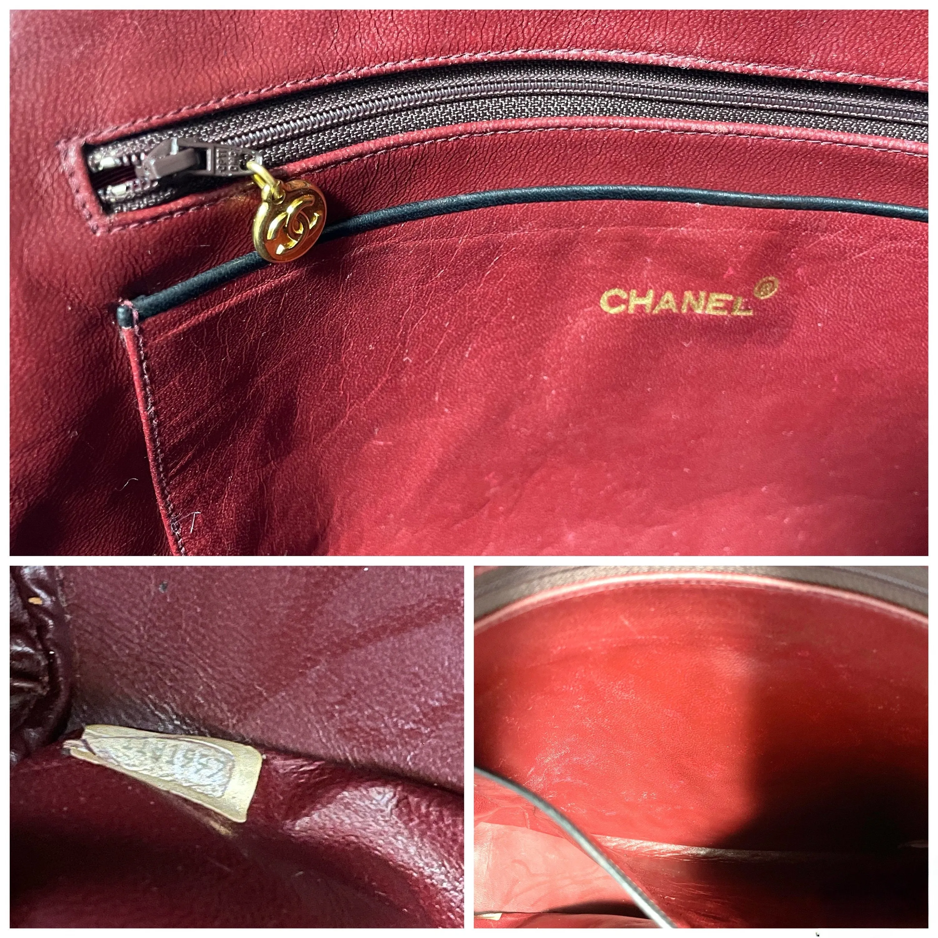 Vintage CHANEL black lamb leather large bag with double golden chain strap and a CC pull charm. Perfect daily bag. ailee zipper. 060423ac2