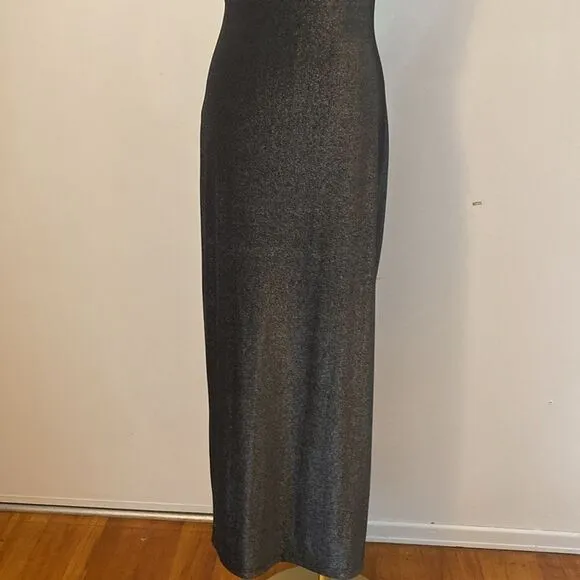 Vintage Y2K 00's Gray Stretch Sparkle Maxi Gown Size Small