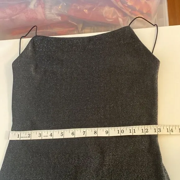 Vintage Y2K 00's Gray Stretch Sparkle Maxi Gown Size Small