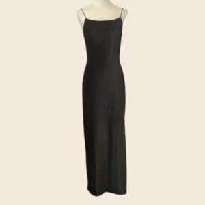 Vintage Y2K 00's Gray Stretch Sparkle Maxi Gown Size Small