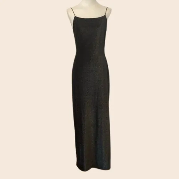 Vintage Y2K 00's Gray Stretch Sparkle Maxi Gown Size Small