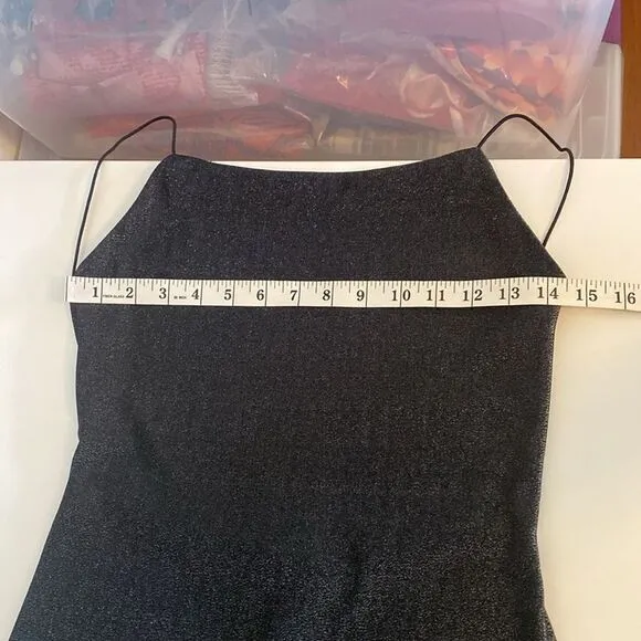 Vintage Y2K 00's Gray Stretch Sparkle Maxi Gown Size Small