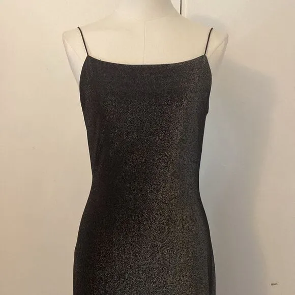 Vintage Y2K 00's Gray Stretch Sparkle Maxi Gown Size Small