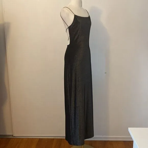 Vintage Y2K 00's Gray Stretch Sparkle Maxi Gown Size Small