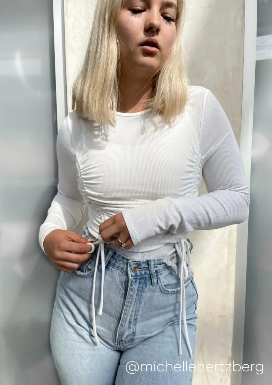 Violet Ruched Crop Top - White