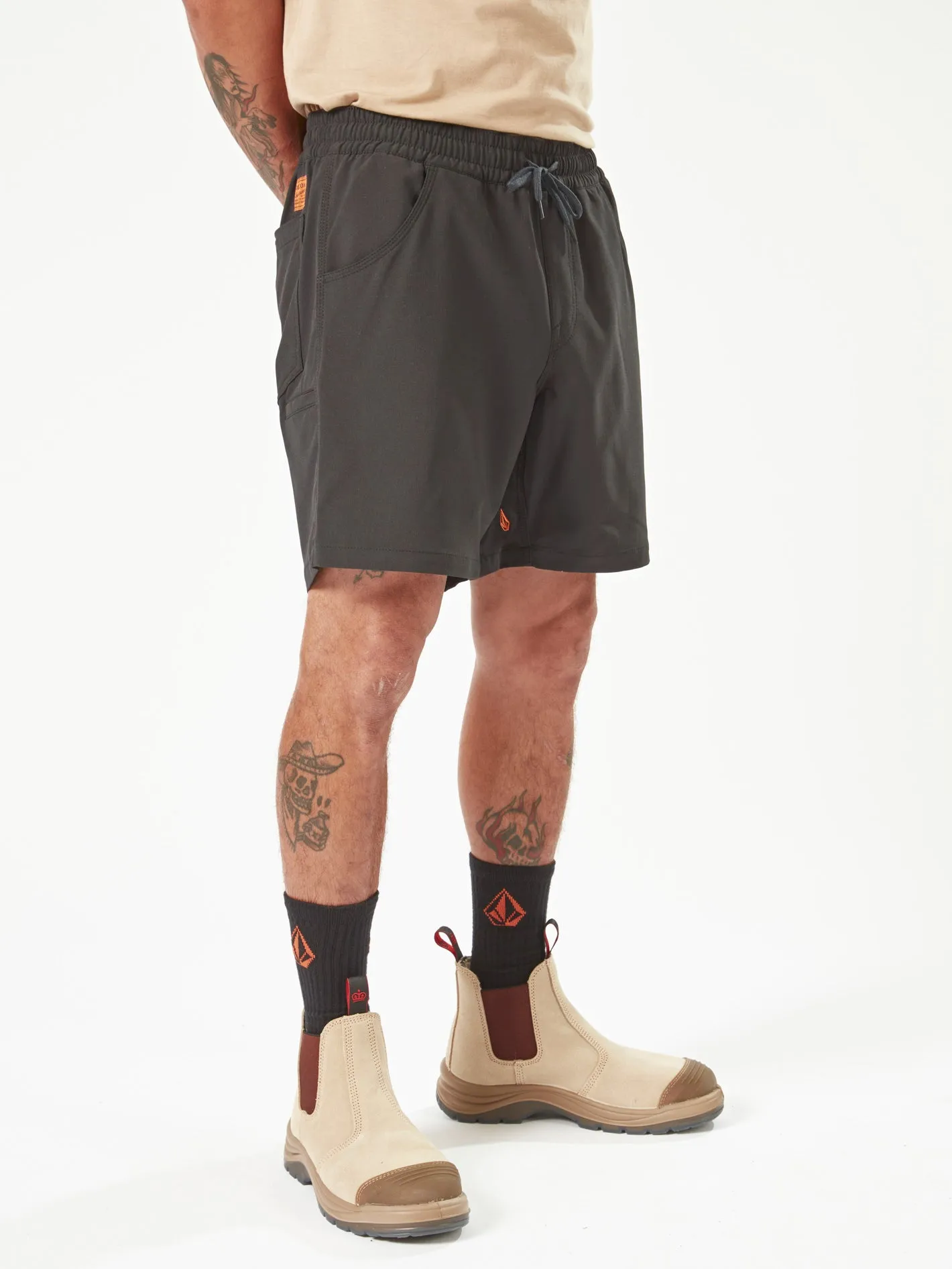 Volcom Workwear Rack Hybrid Elastic Waist Shorts - Black