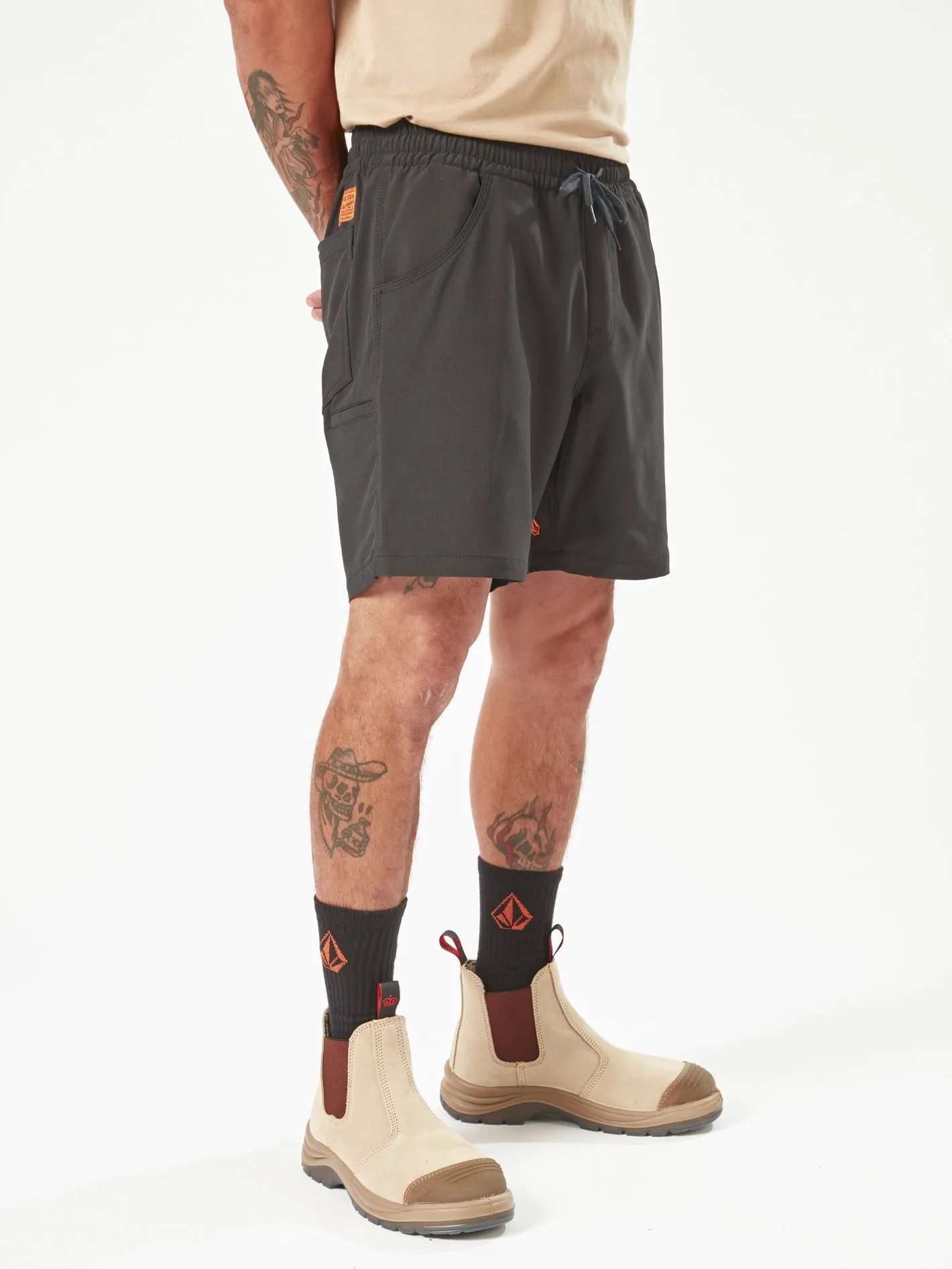 Volcom Workwear Rack Hybrid Elastic Waist Shorts - Black