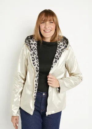 Water-repellent reversible zipped parka