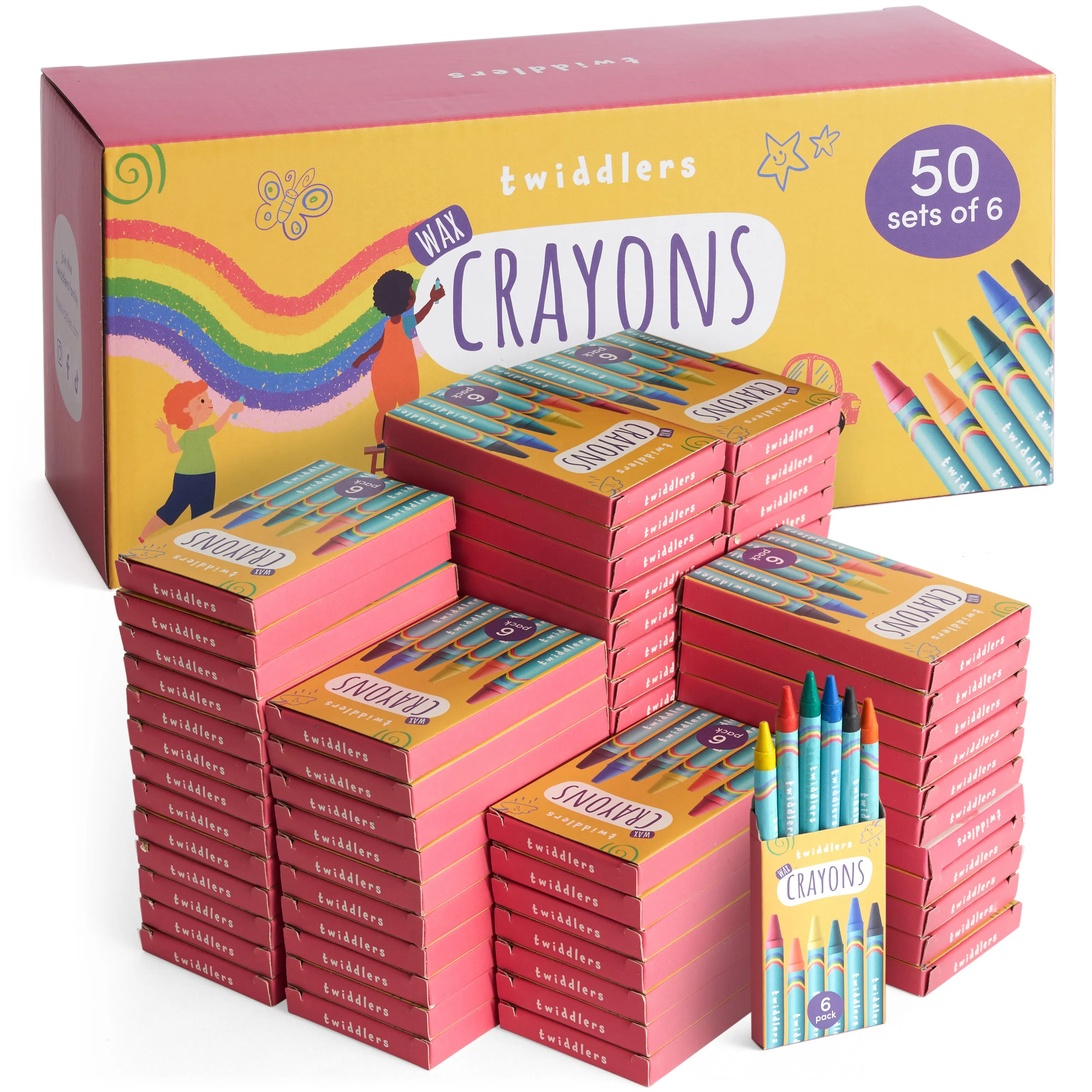 Wax Colouring Crayons (Packs of 6)