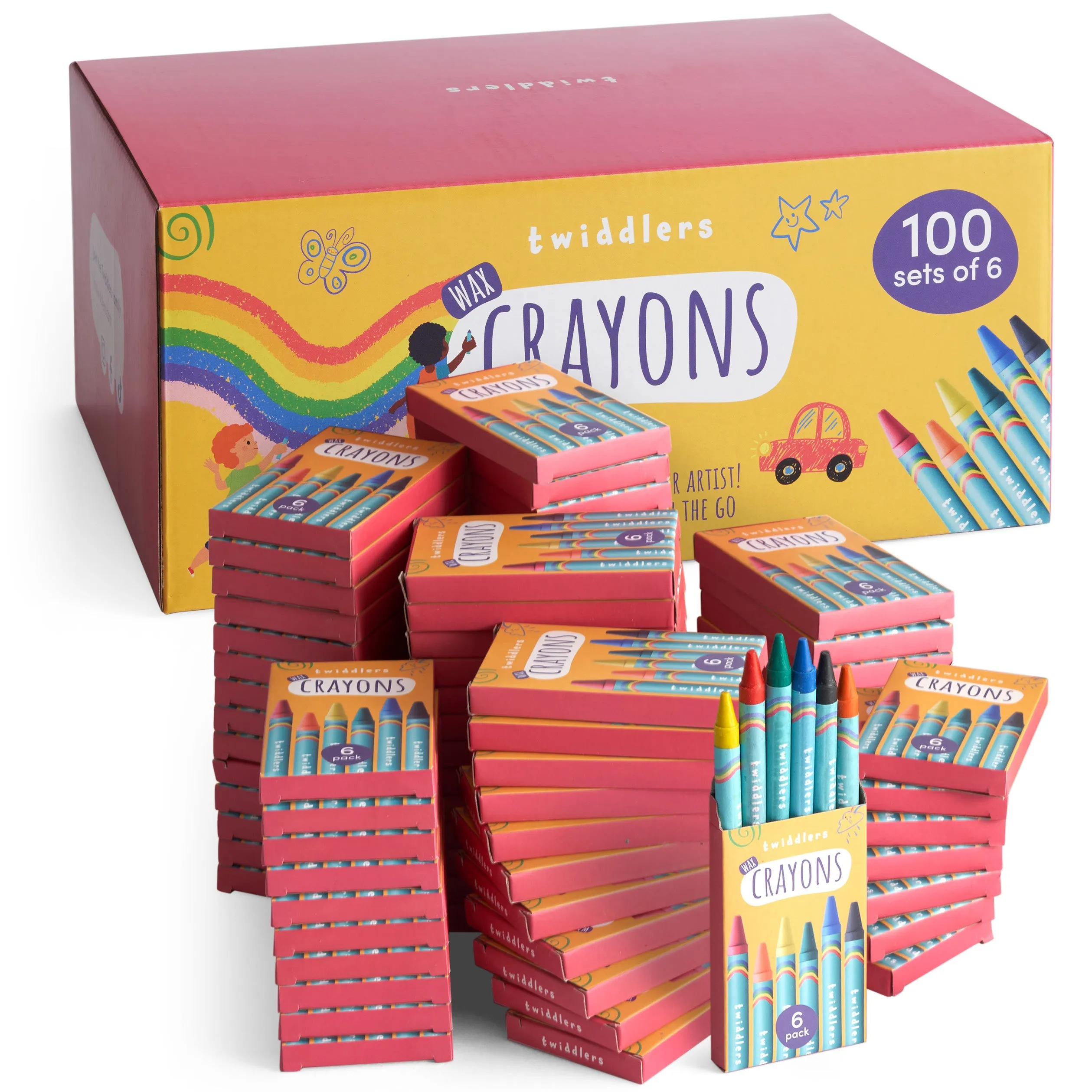 Wax Colouring Crayons (Packs of 6)