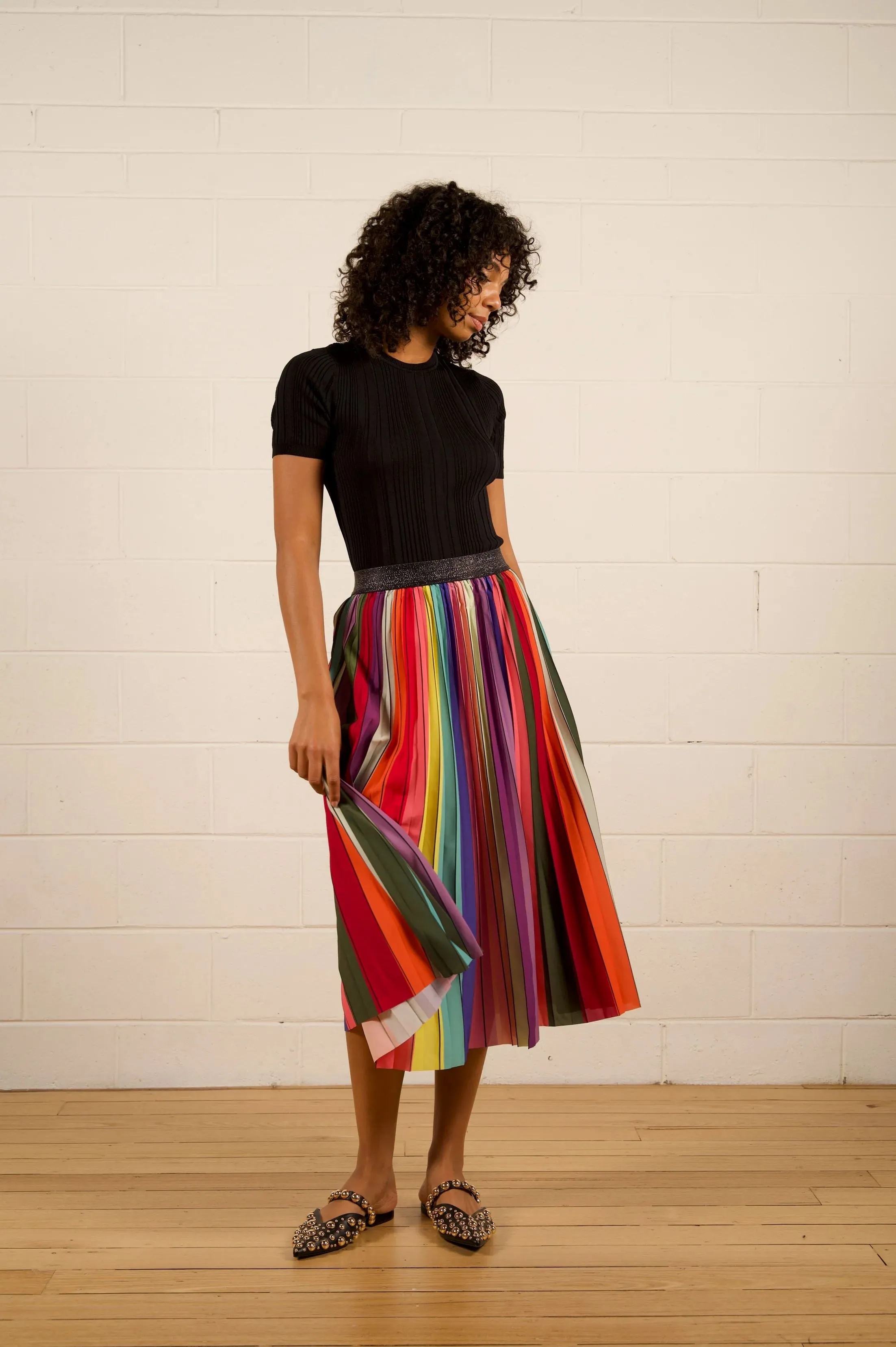 WE ARE THE OTHERS Lilian Pleat Skirt - Rainbow