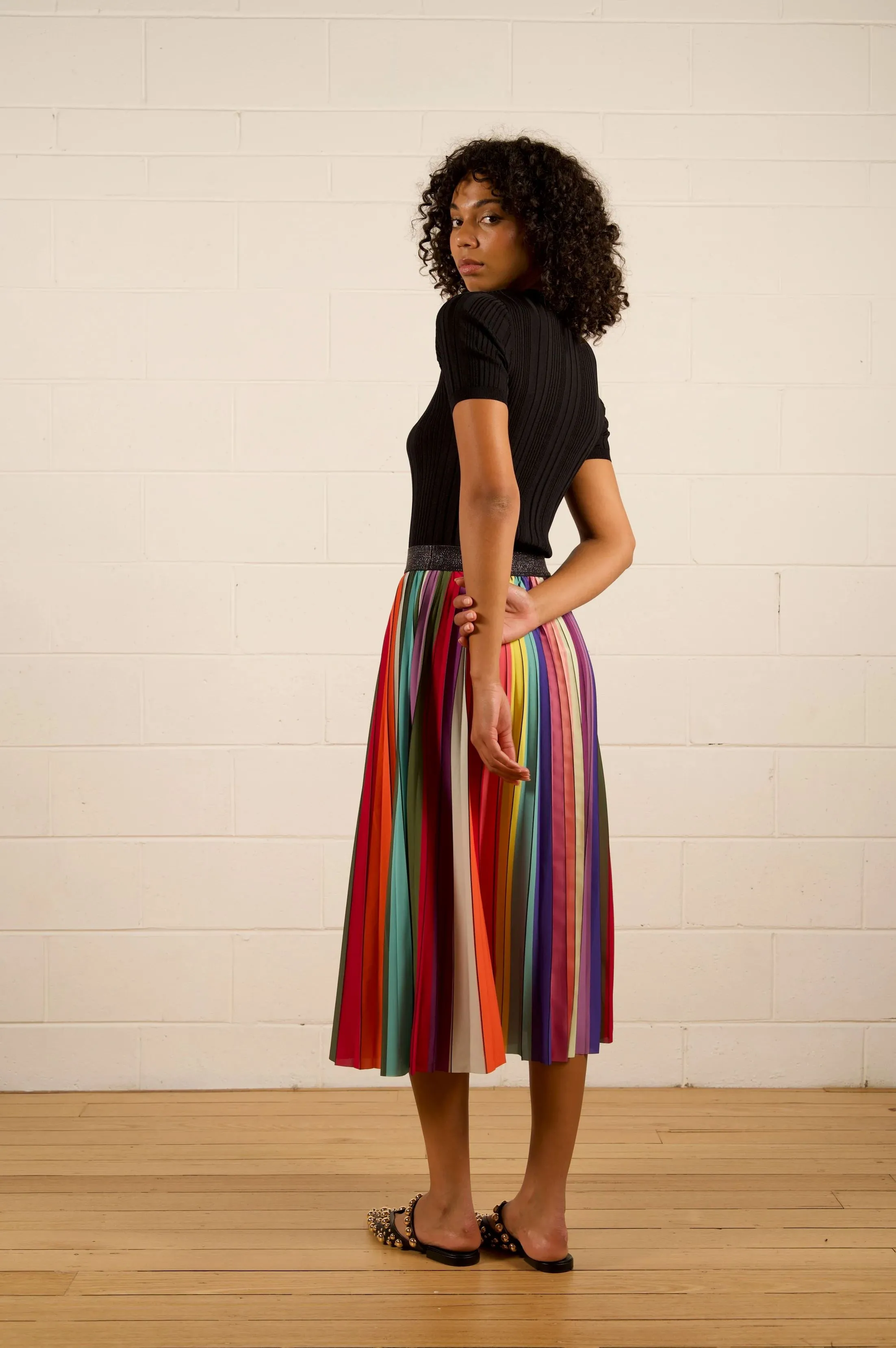 WE ARE THE OTHERS Lilian Pleat Skirt - Rainbow