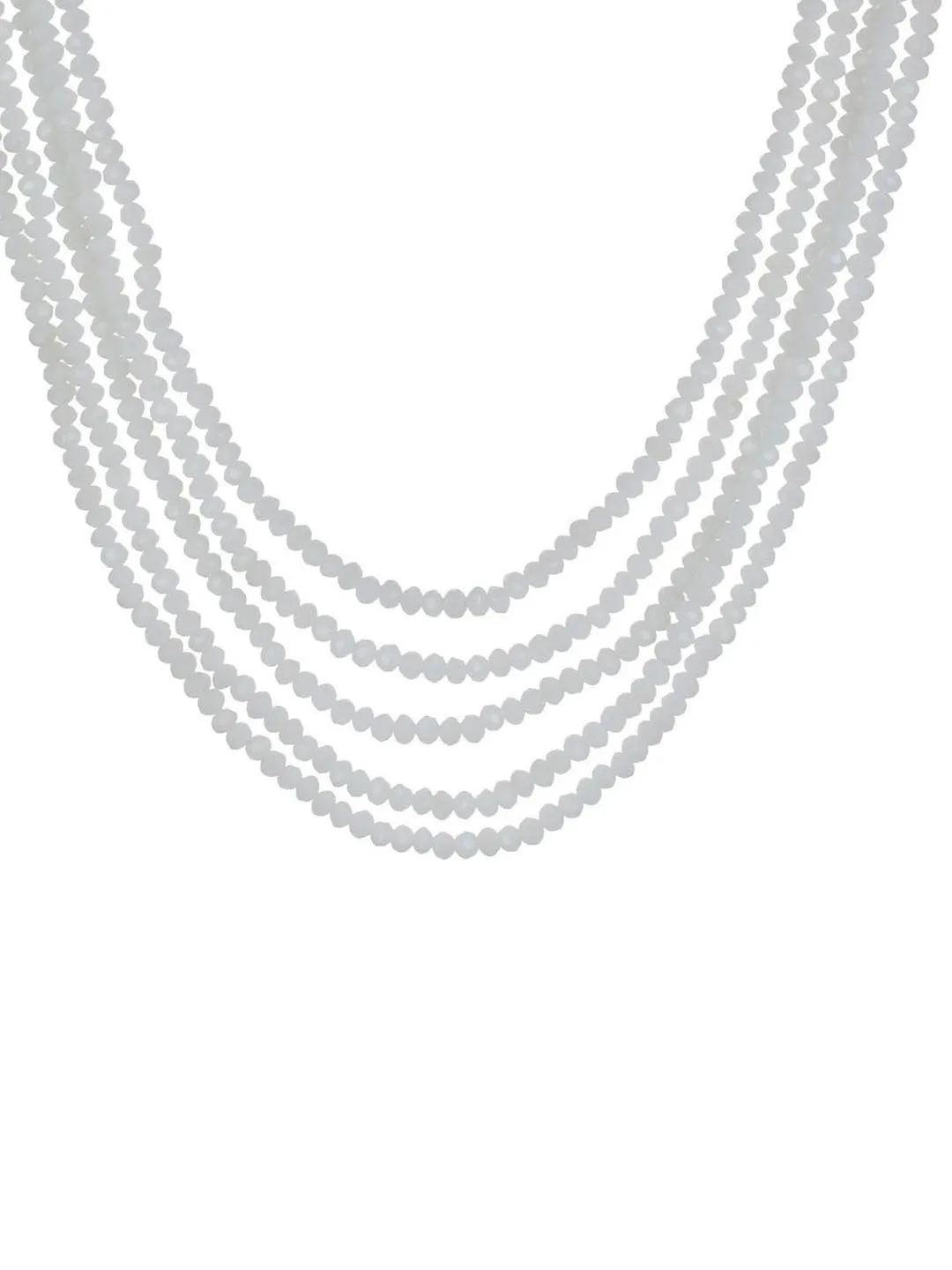 White Crystal Beads Multi-Strand Necklace Set