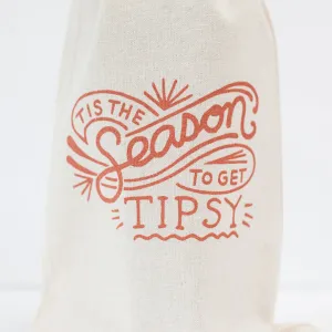 wine gift bag, funny holiday gift idea, 'tis the season to get tipsy, easy stocking stuffer