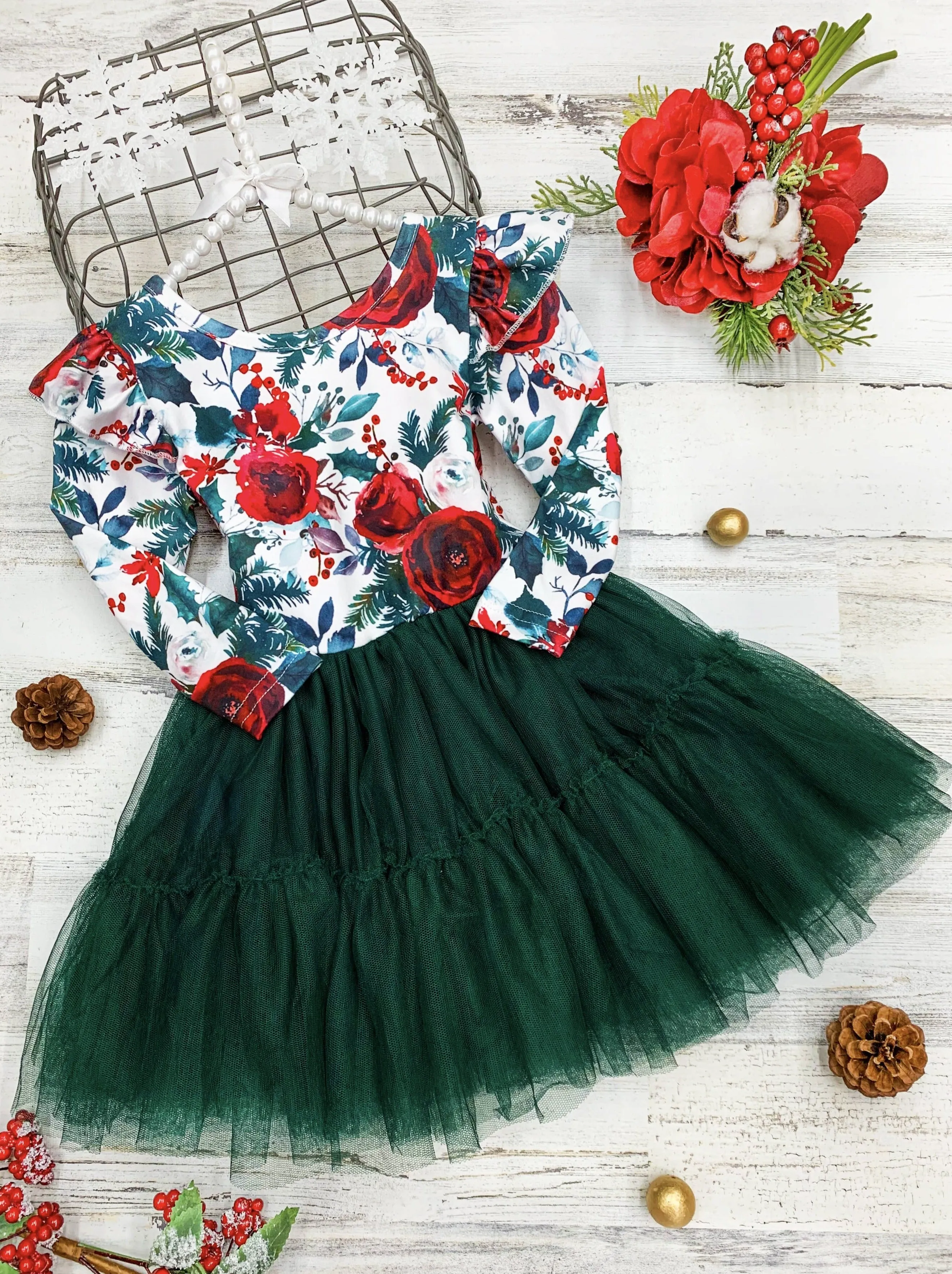 Winter Blossom Layered Tutu Dress