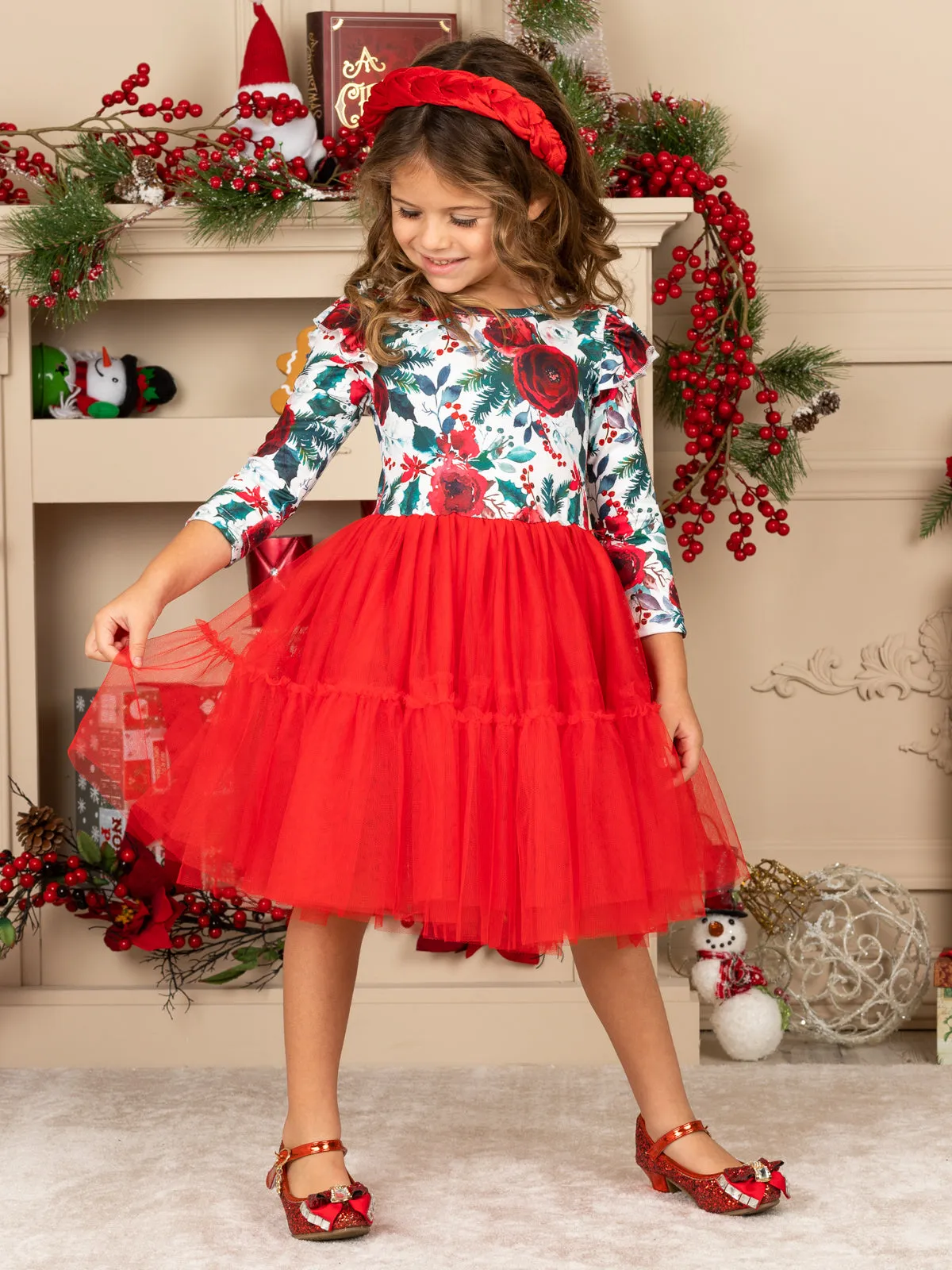 Winter Blossom Layered Tutu Dress