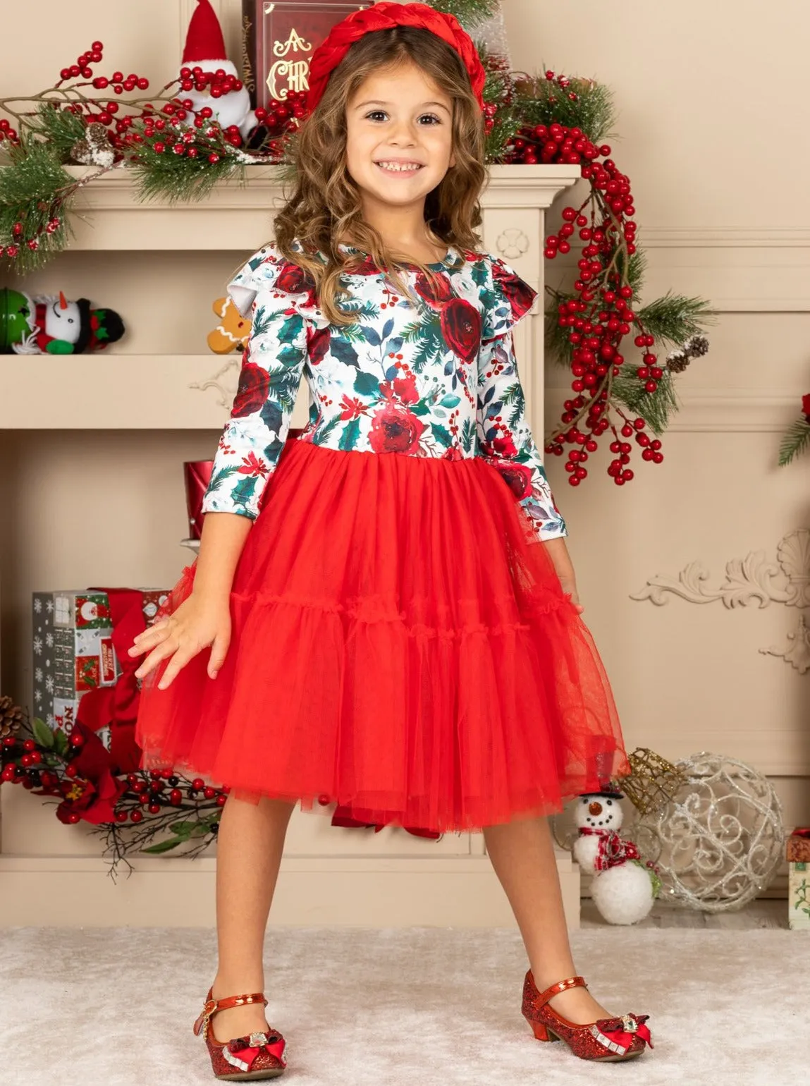Winter Blossom Layered Tutu Dress