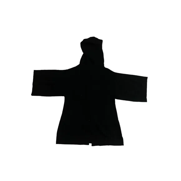 Women S Uluru 100% Merino Wool Black Cardigan Long Sweater Button Hood 3/4 Slv