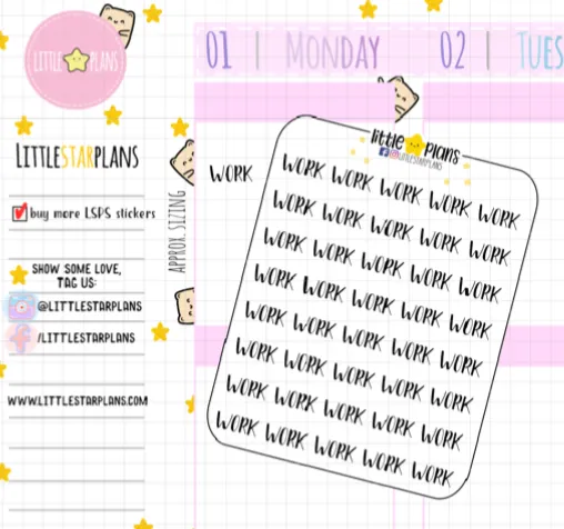 Work Script Functional Planner Stickers