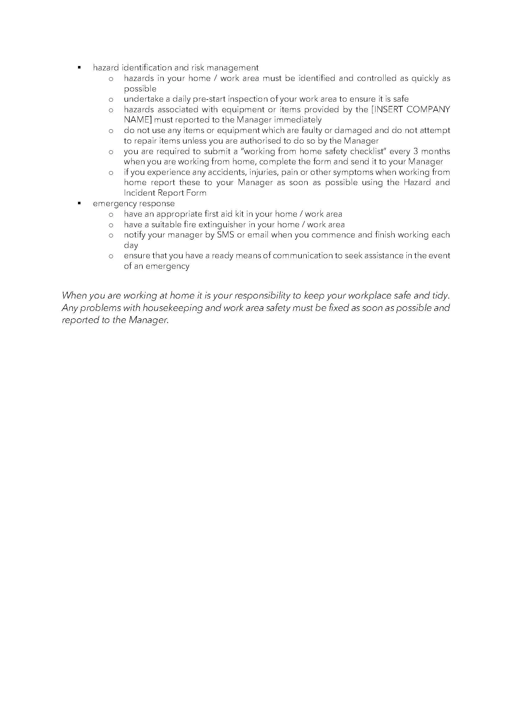 Working From Home Safety Rules