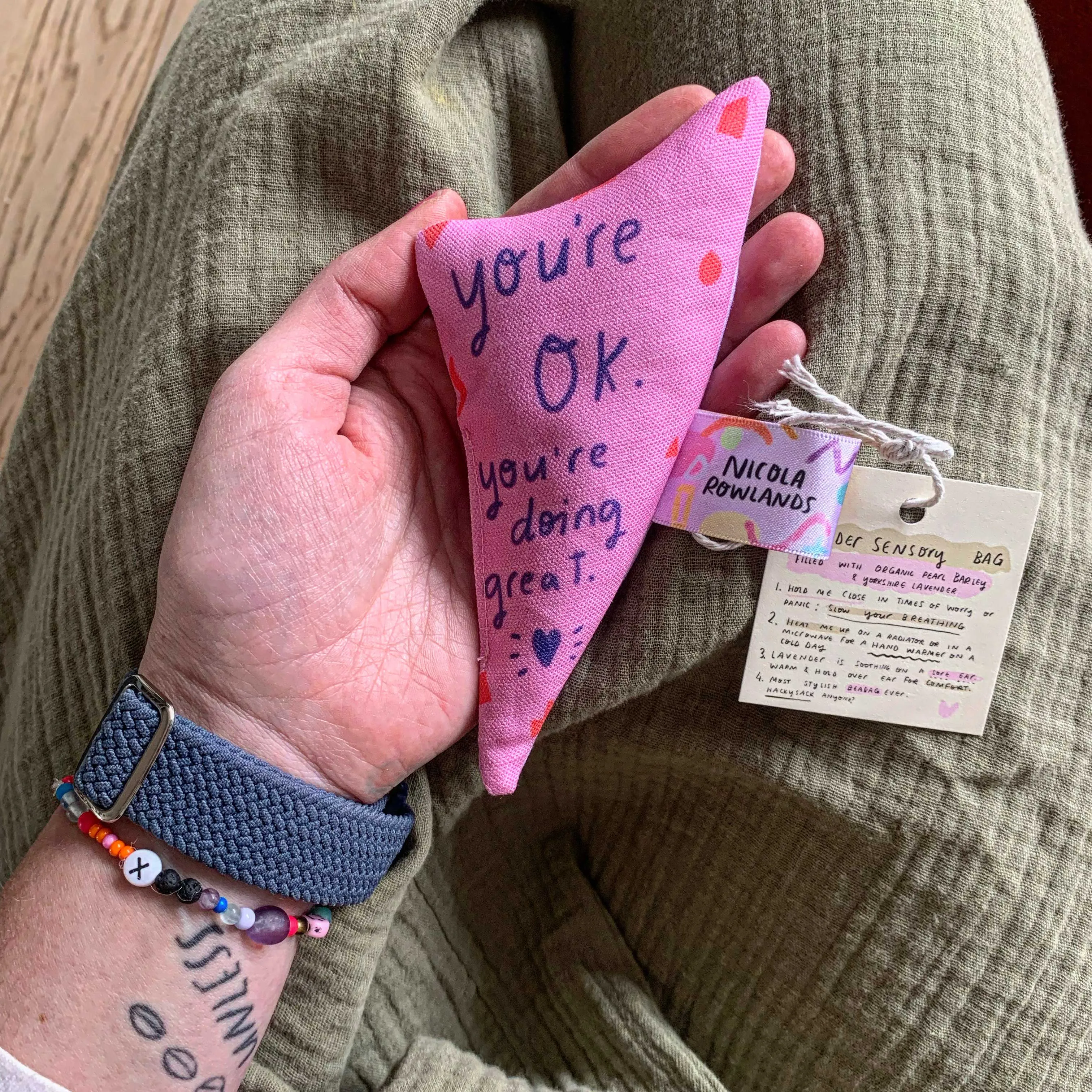 You're OK Sensory palm bag by Nicola Rowlands