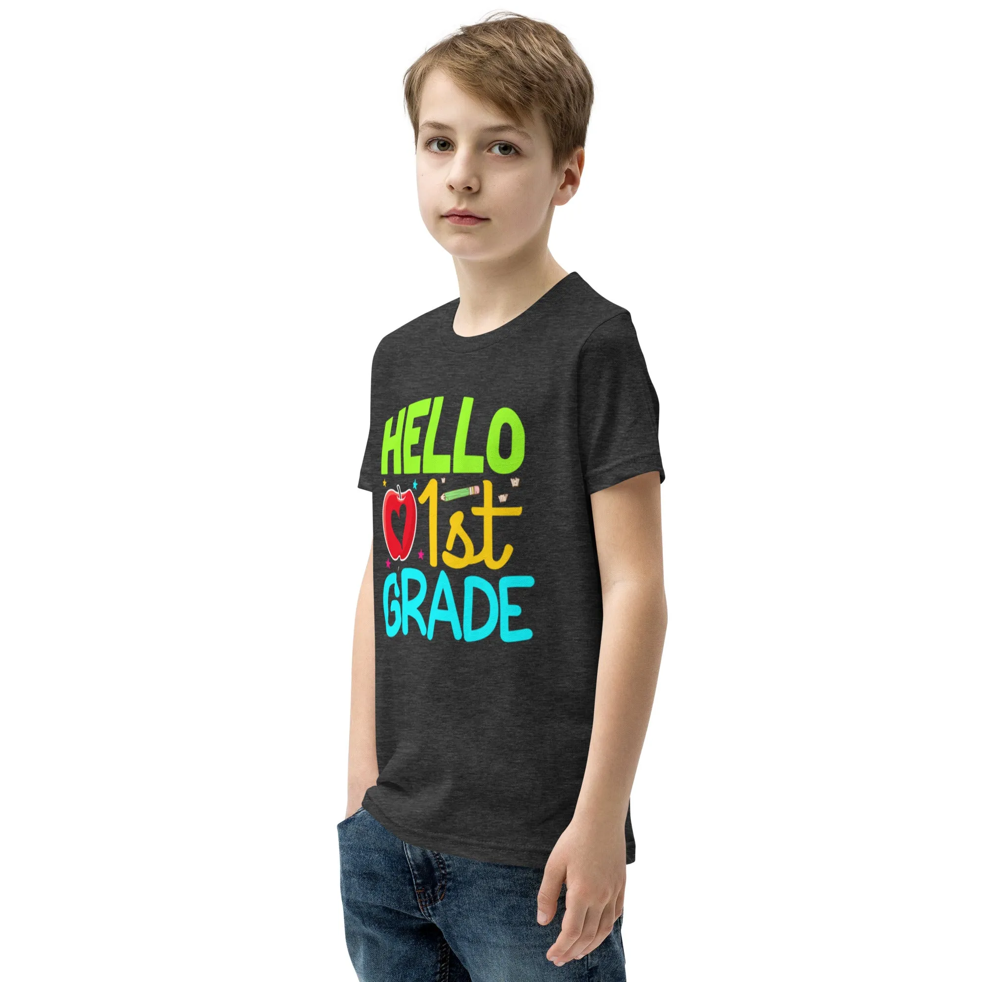 Youth Short Sleeve T-Shirt, Hello 1st Grader, Back To School