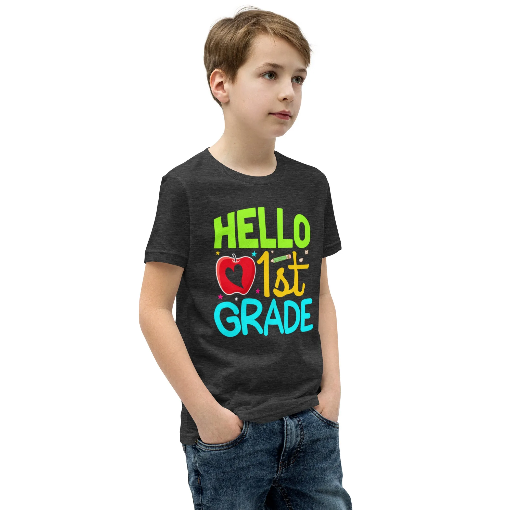 Youth Short Sleeve T-Shirt, Hello 1st Grader, Back To School