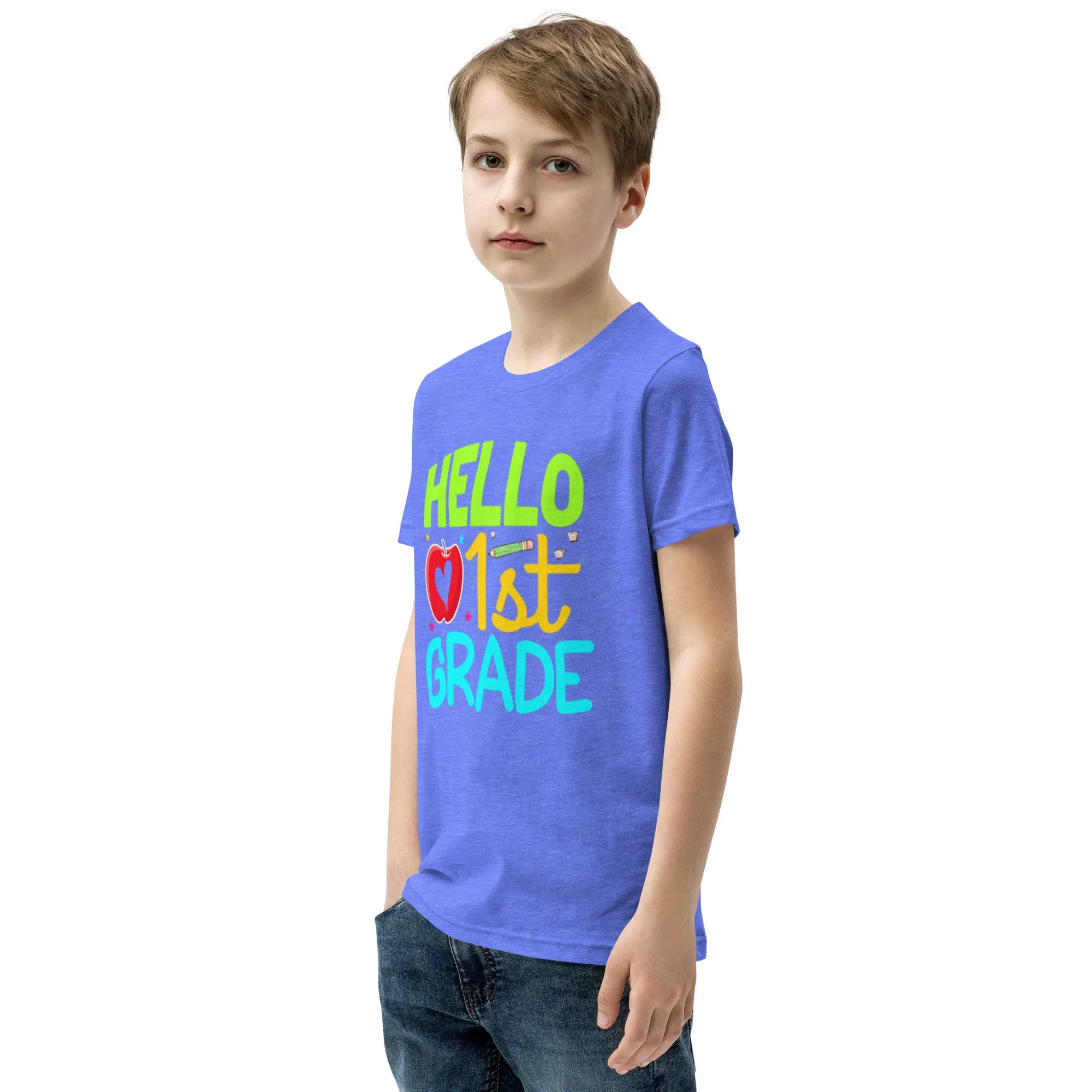 Youth Short Sleeve T-Shirt, Hello 1st Grader, Back To School
