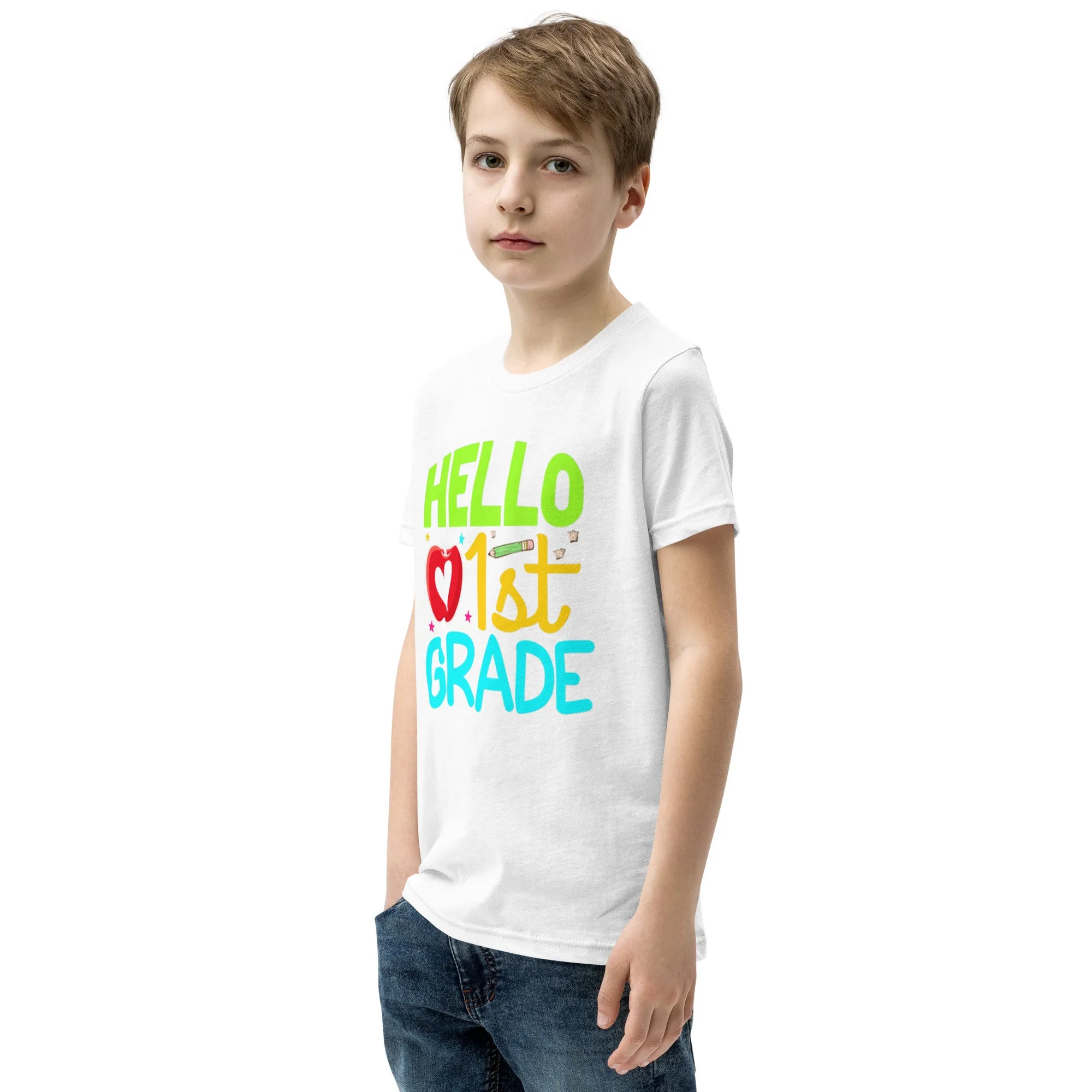 Youth Short Sleeve T-Shirt, Hello 1st Grader, Back To School