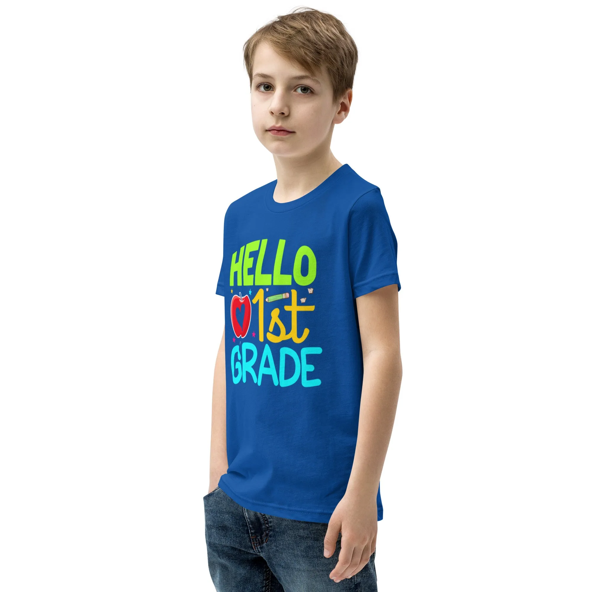 Youth Short Sleeve T-Shirt, Hello 1st Grader, Back To School