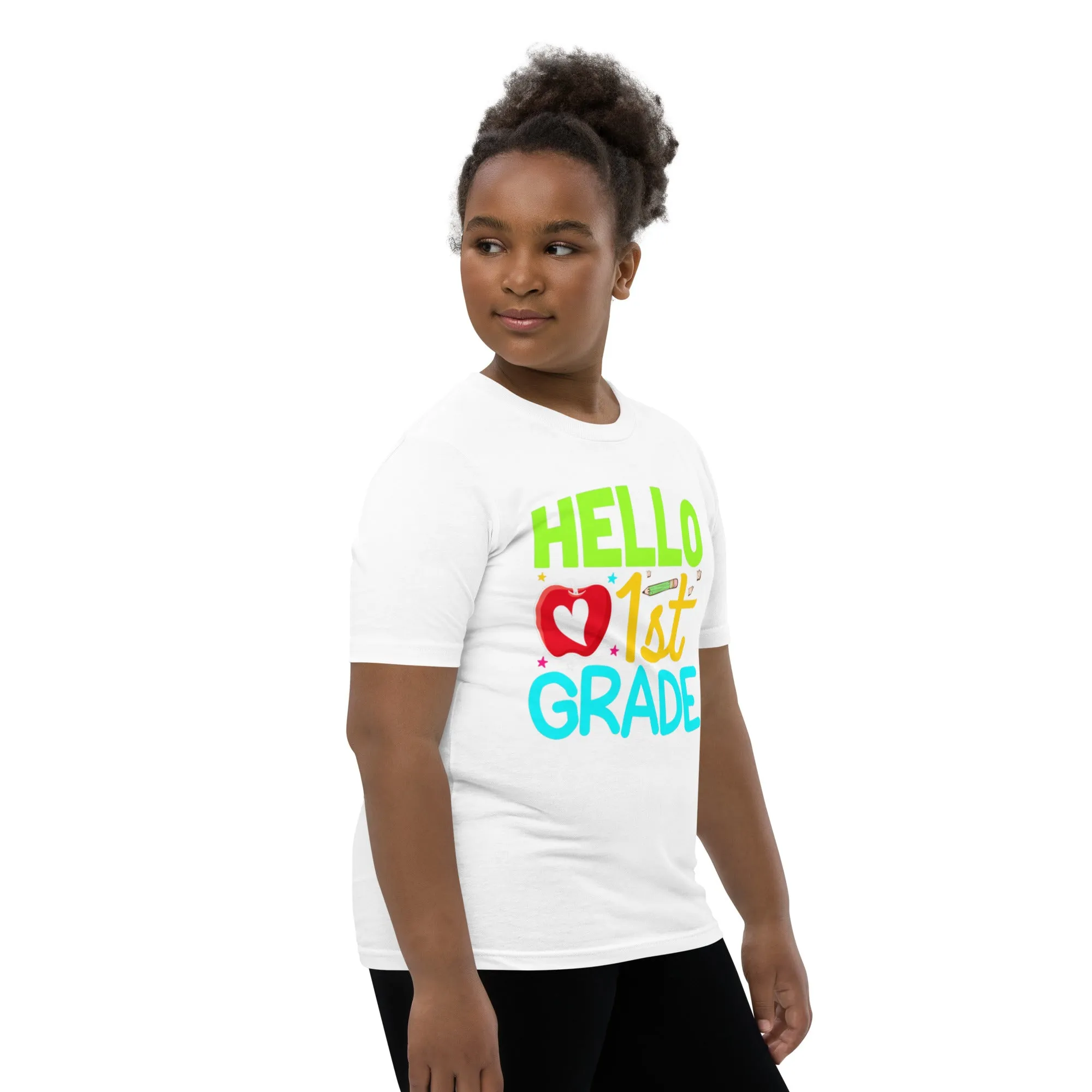 Youth Short Sleeve T-Shirt, Hello 1st Grader, Back To School
