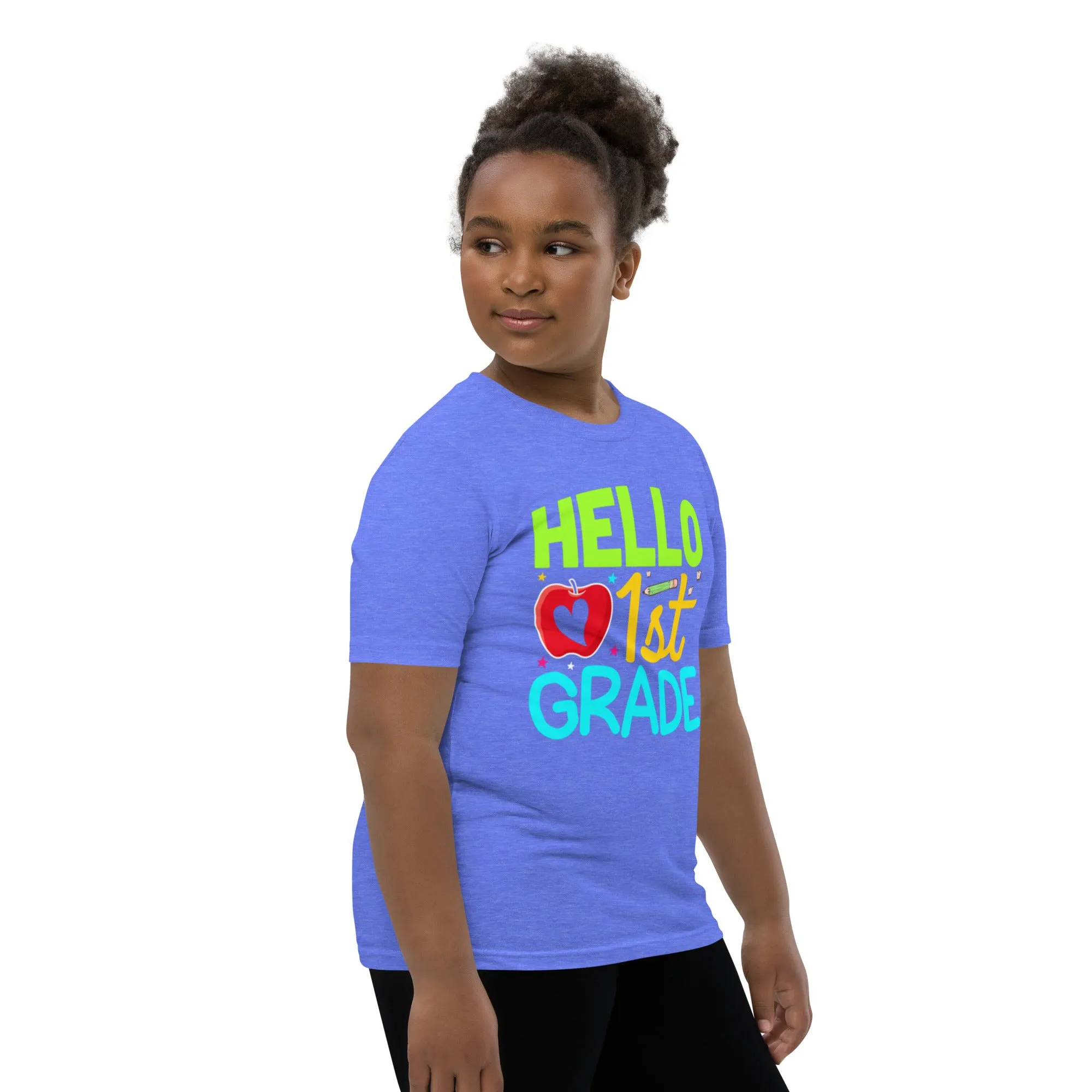 Youth Short Sleeve T-Shirt, Hello 1st Grader, Back To School