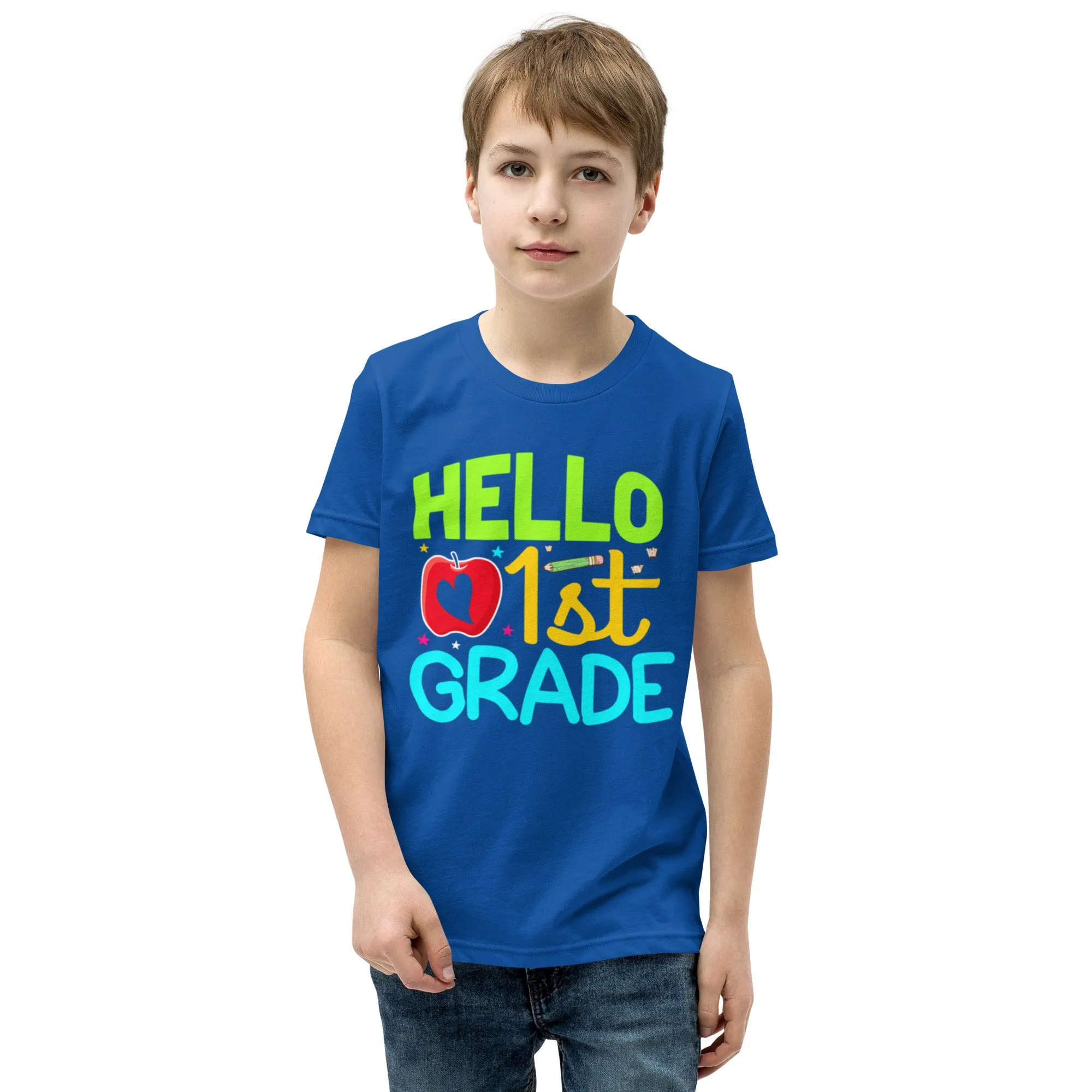 Youth Short Sleeve T-Shirt, Hello 1st Grader, Back To School