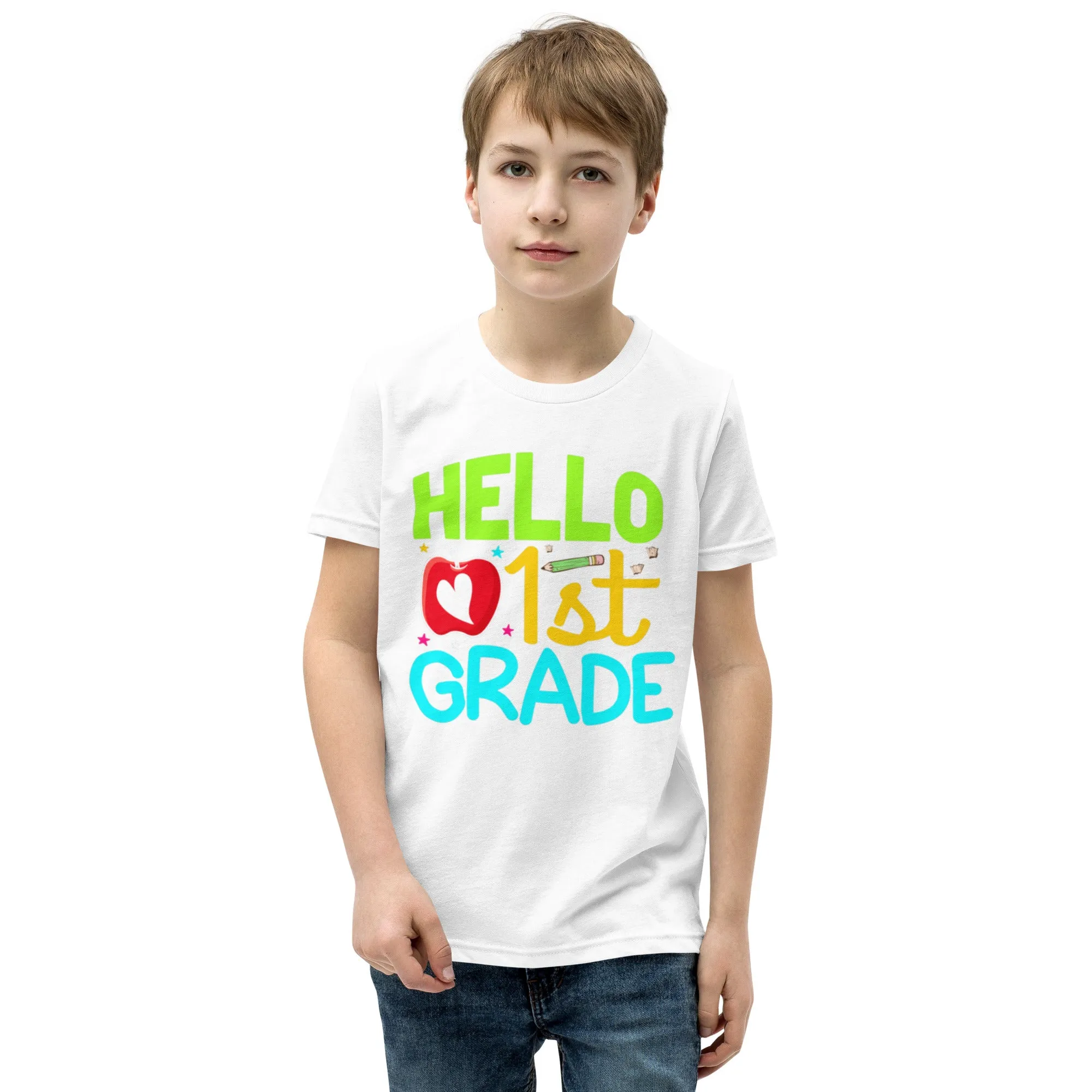 Youth Short Sleeve T-Shirt, Hello 1st Grader, Back To School
