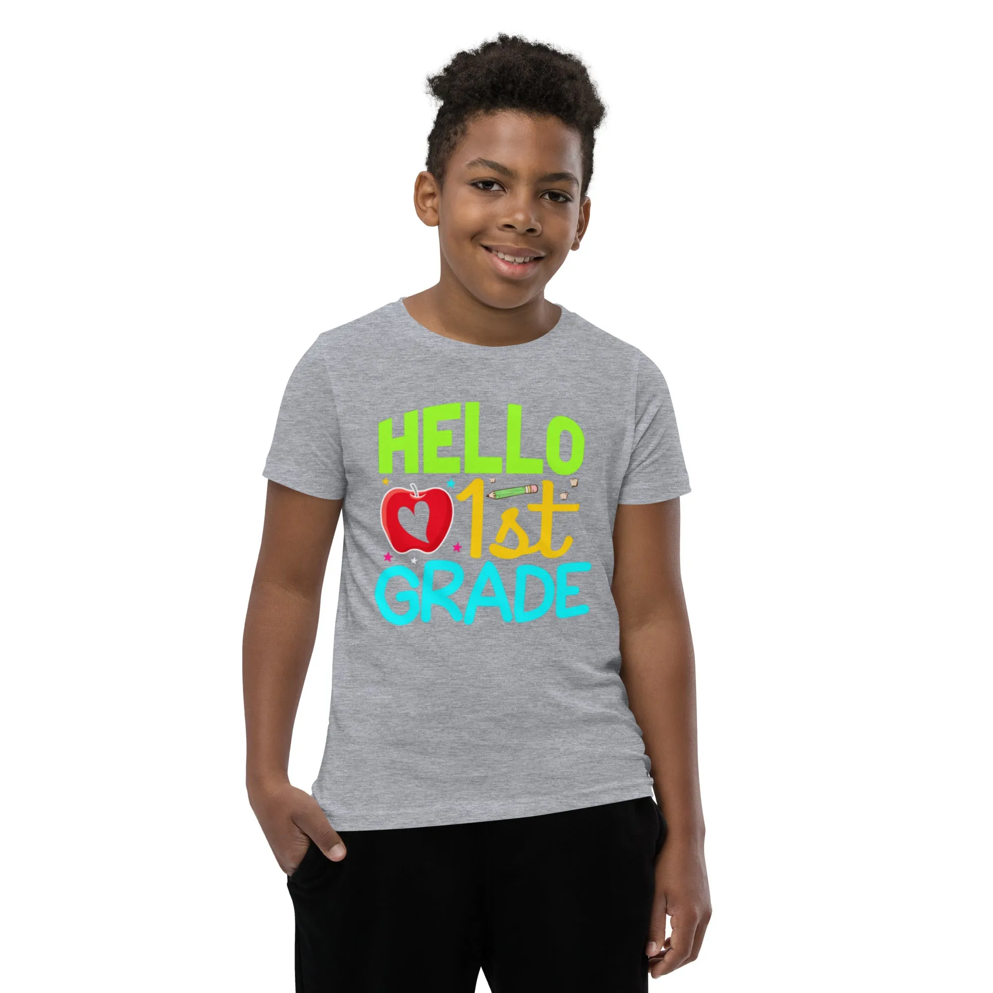 Youth Short Sleeve T-Shirt, Hello 1st Grader, Back To School