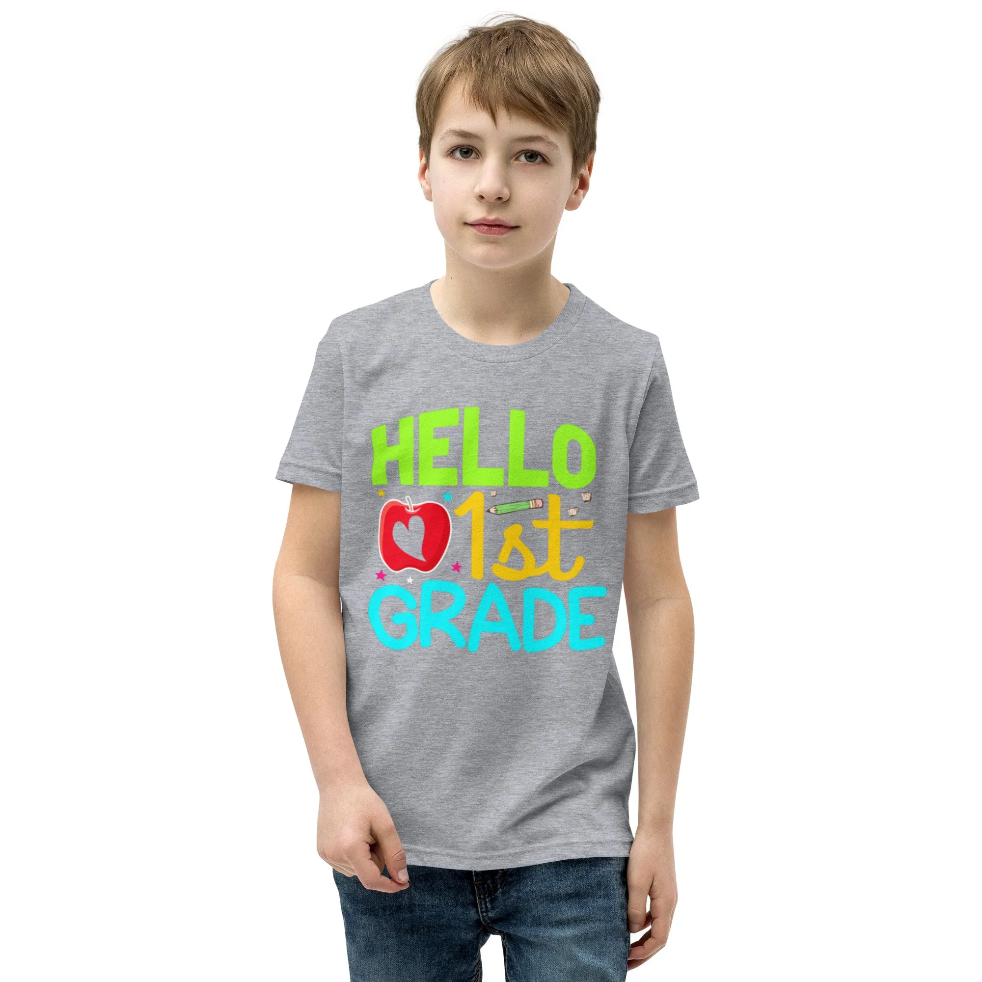 Youth Short Sleeve T-Shirt, Hello 1st Grader, Back To School