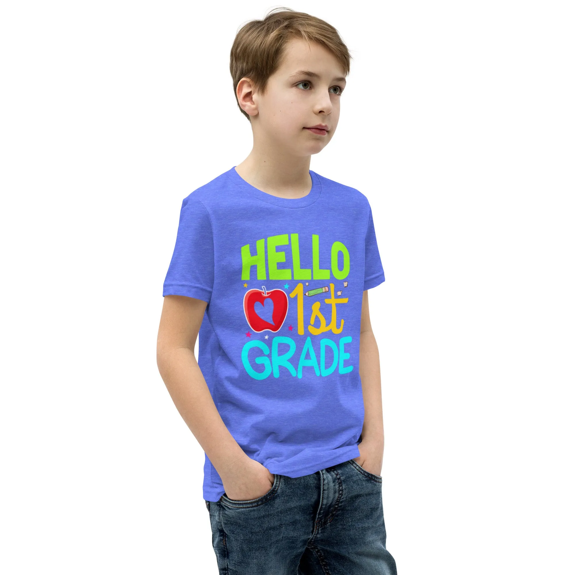 Youth Short Sleeve T-Shirt, Hello 1st Grader, Back To School