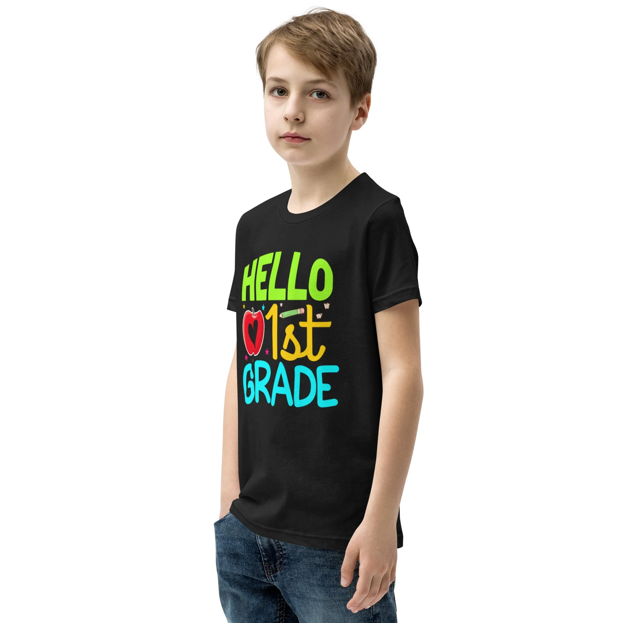 Youth Short Sleeve T-Shirt, Hello 1st Grader, Back To School