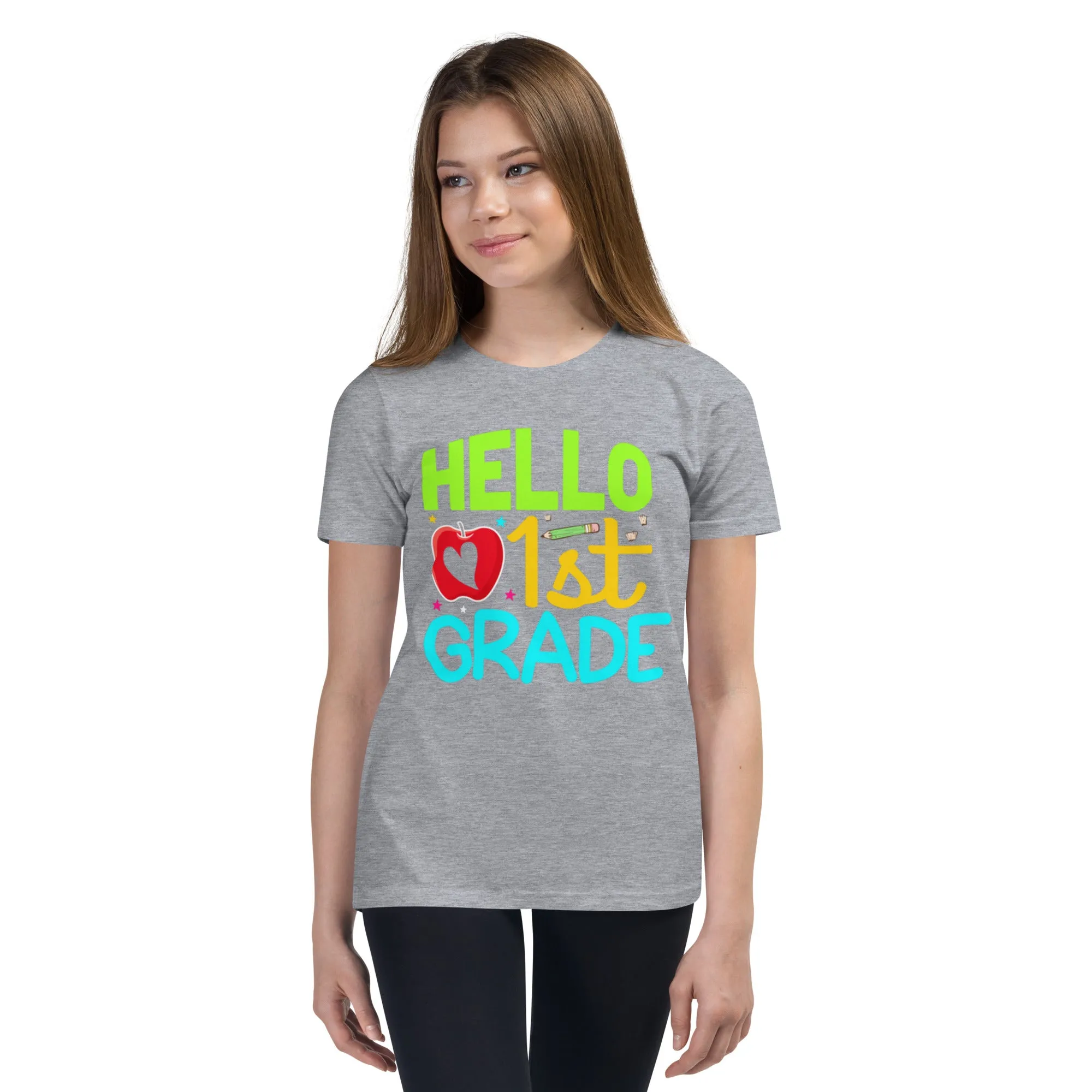Youth Short Sleeve T-Shirt, Hello 1st Grader, Back To School