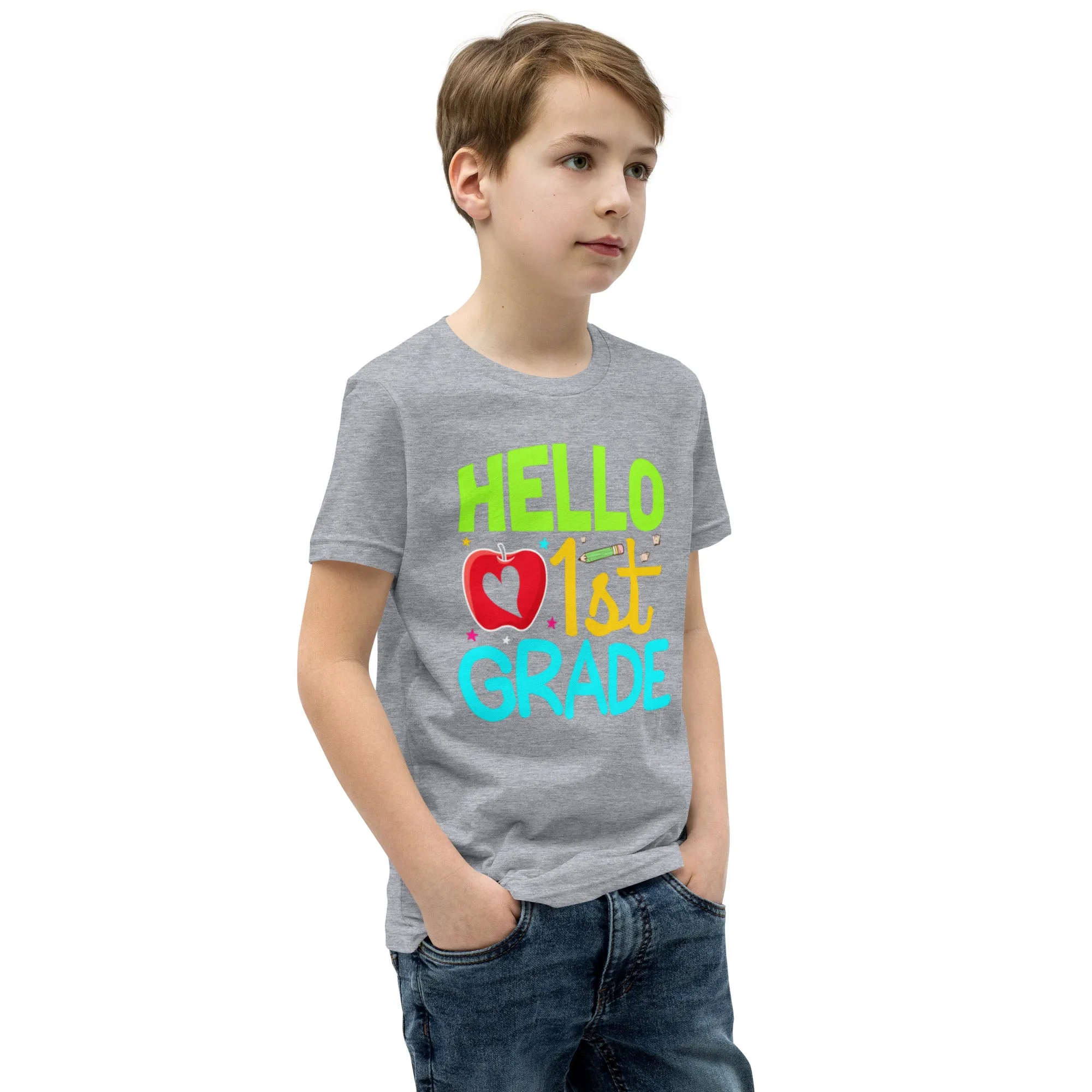 Youth Short Sleeve T-Shirt, Hello 1st Grader, Back To School