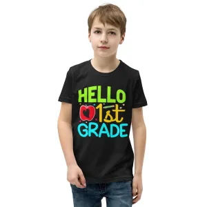 Youth Short Sleeve T-Shirt, Hello 1st Grader, Back To School