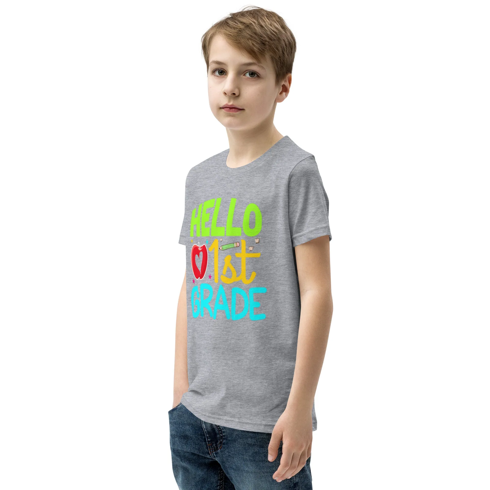Youth Short Sleeve T-Shirt, Hello 1st Grader, Back To School