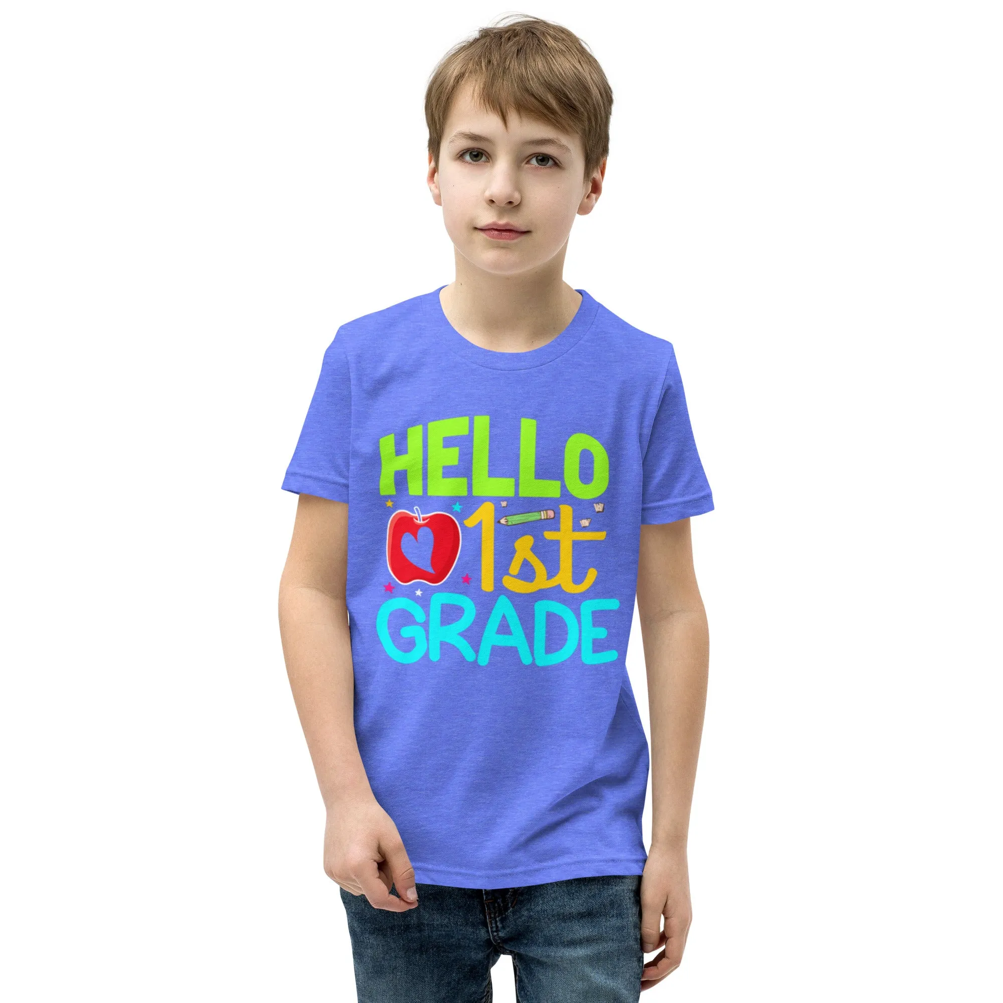 Youth Short Sleeve T-Shirt, Hello 1st Grader, Back To School