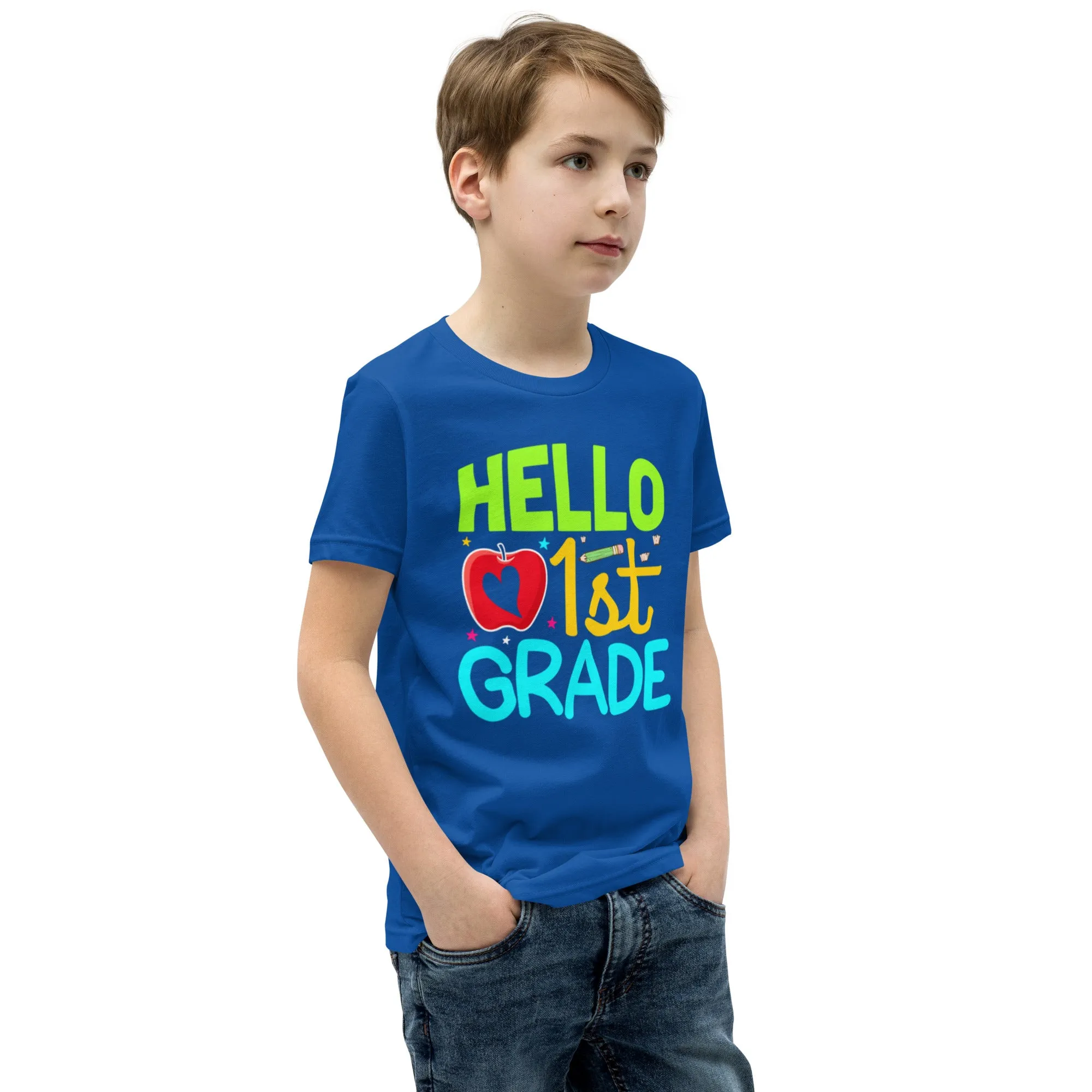 Youth Short Sleeve T-Shirt, Hello 1st Grader, Back To School